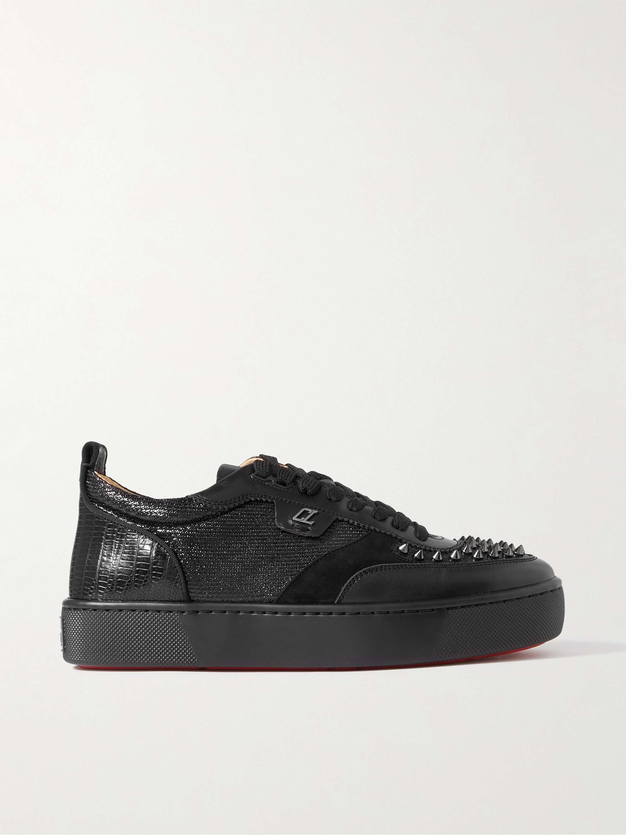 CHRISTIAN LOUBOUTIN Rantulow Rubber-Trimmed Mesh and Suede