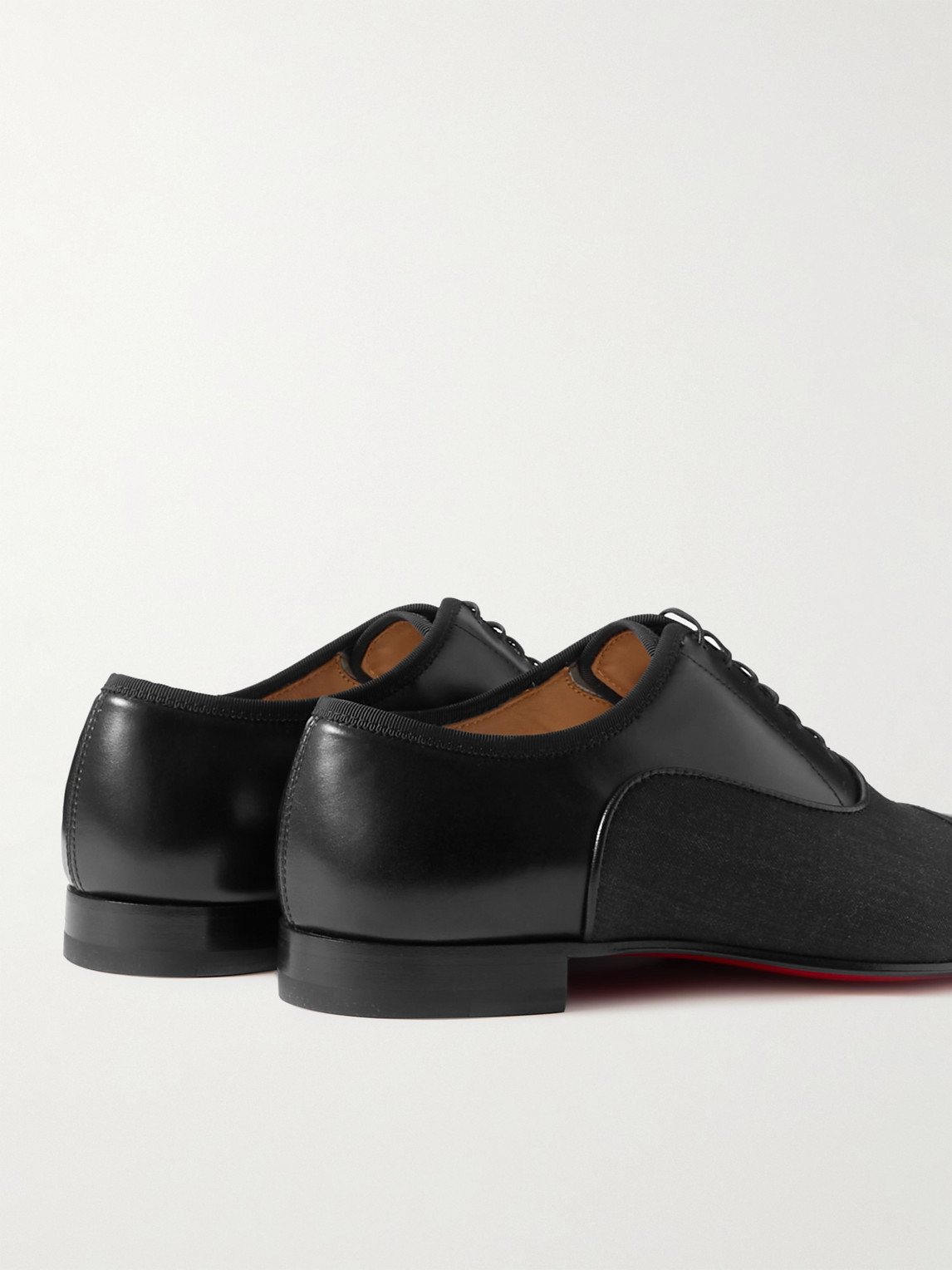 Shop Christian Louboutin Greggo Leather And Canvas Oxford Shoes In Black