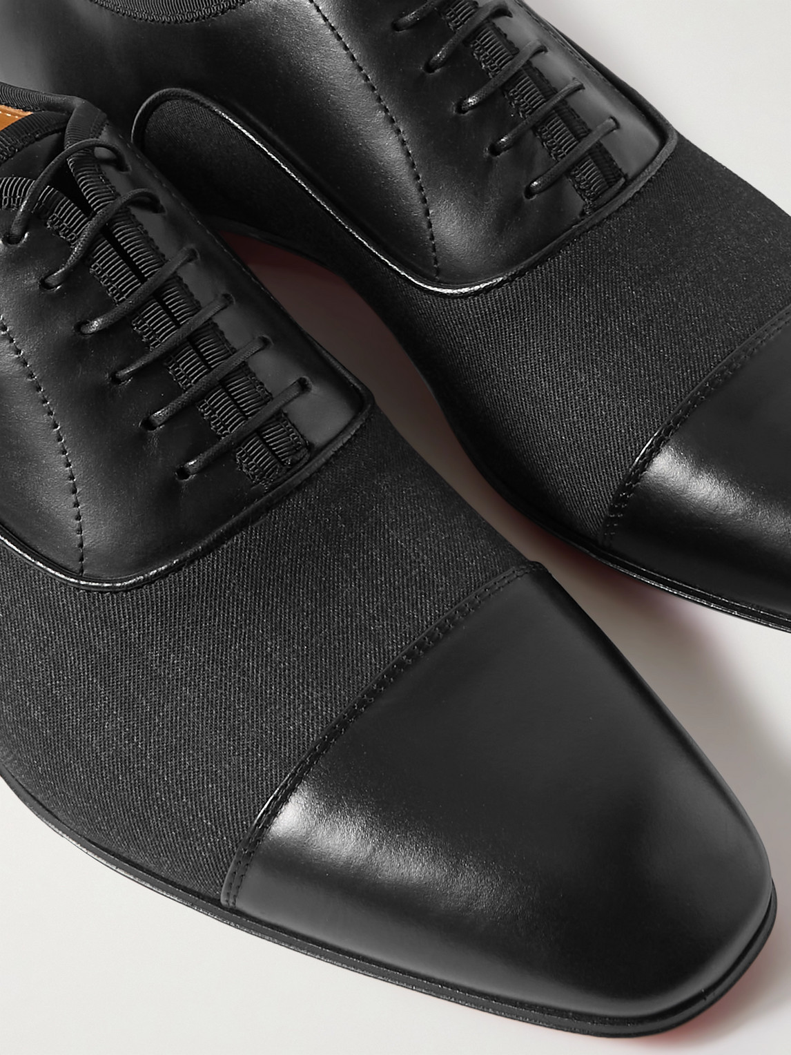 Shop Christian Louboutin Greggo Leather And Canvas Oxford Shoes In Black