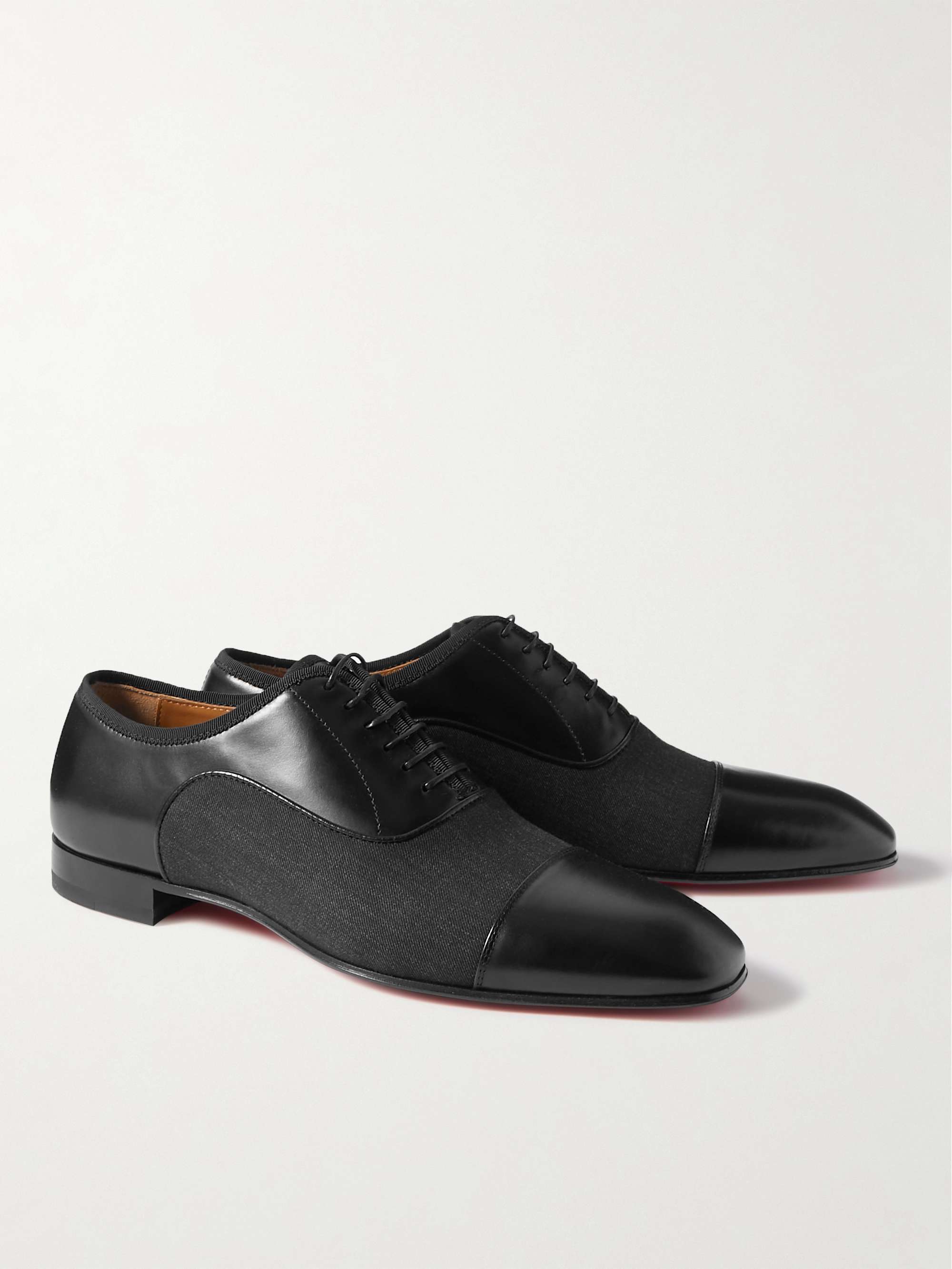 CHRISTIAN LOUBOUTIN Greggo Leather and Canvas Oxford Shoes for Men | MR ...