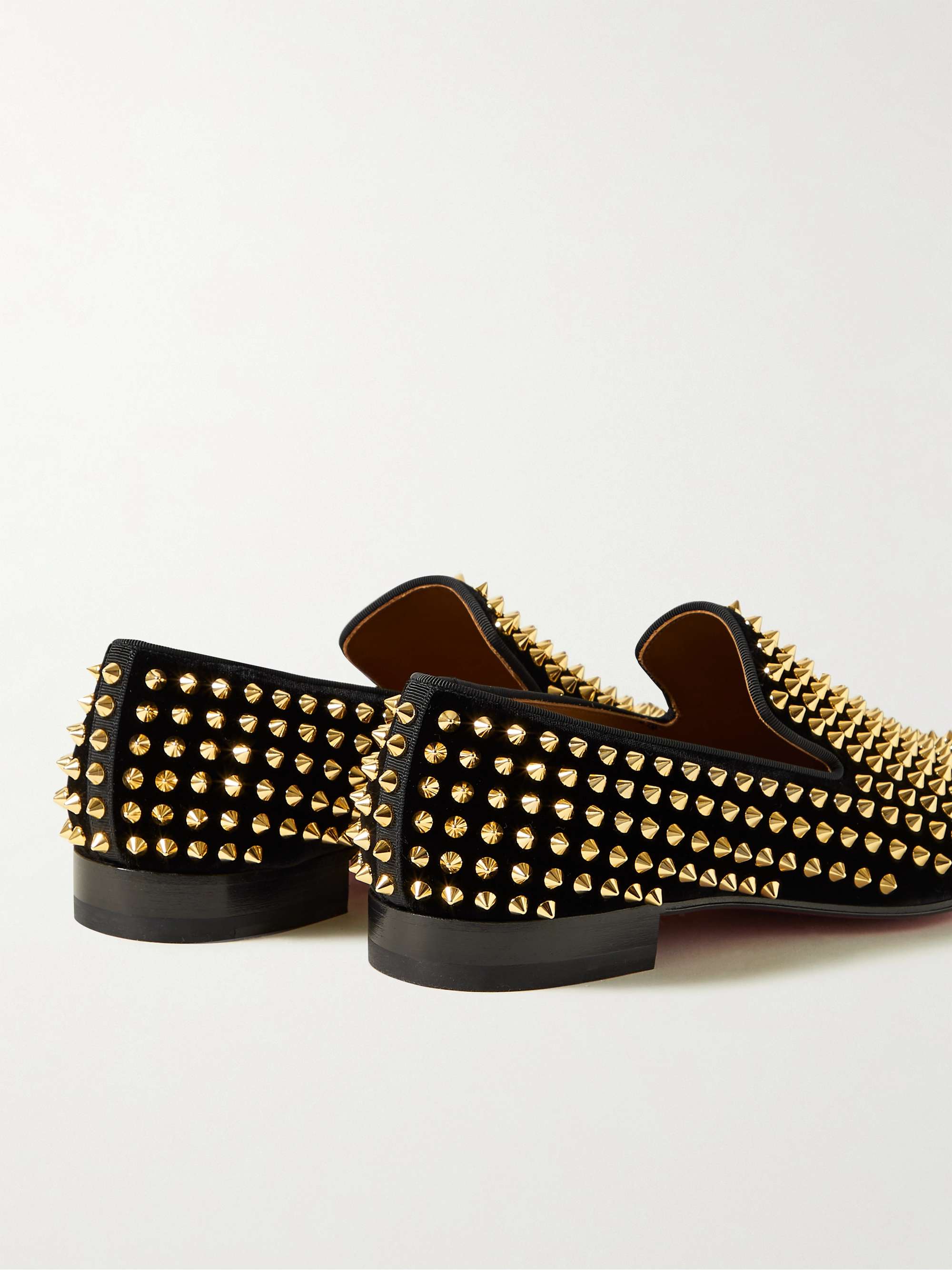 CHRISTIAN LOUBOUTIN Dandelion Studded Grosgrain-Trimmed Velvet Loafers