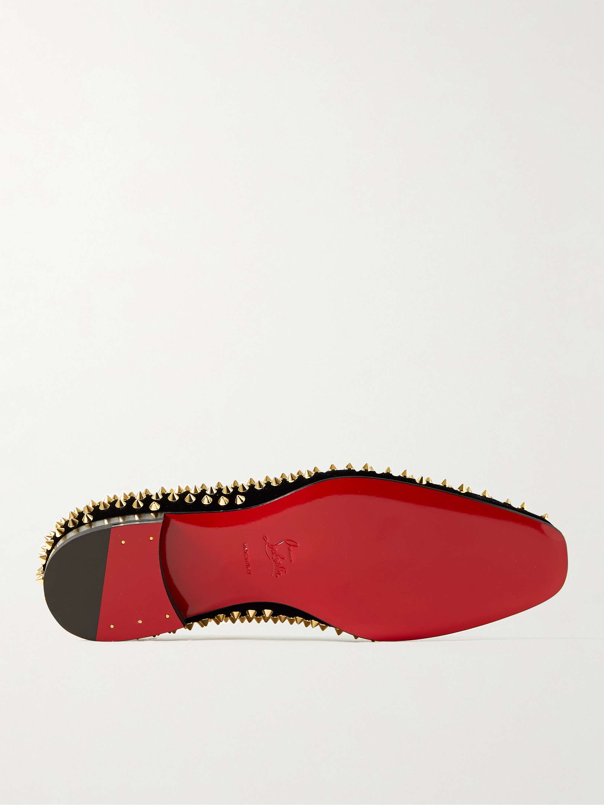 CHRISTIAN LOUBOUTIN Dandelion Studded Grosgrain-Trimmed Velvet Loafers