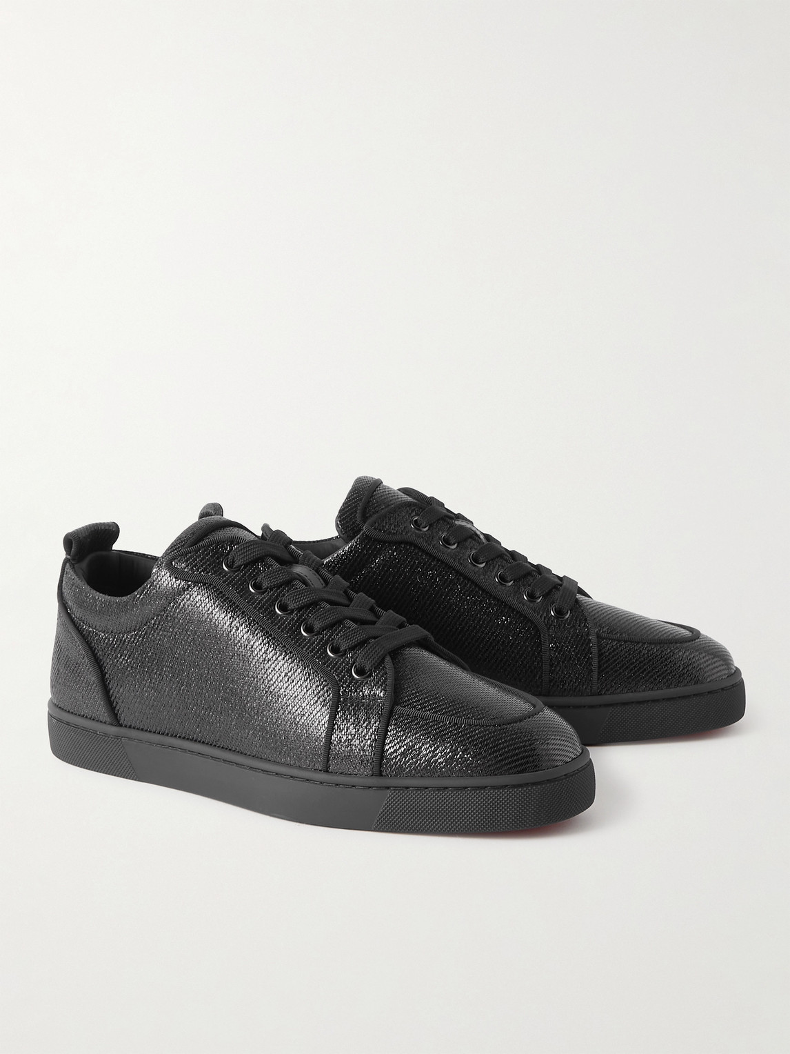 Shop Christian Louboutin Rantulow Grosgrain-trimmed Jacquard Sneakers In Black