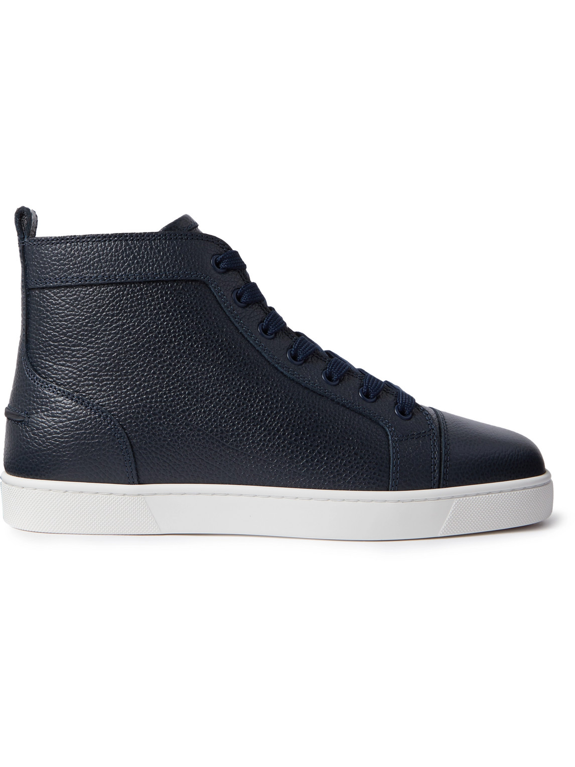 Christian Louboutin Louis Full-grain Leather High-top Sneakers In Blue