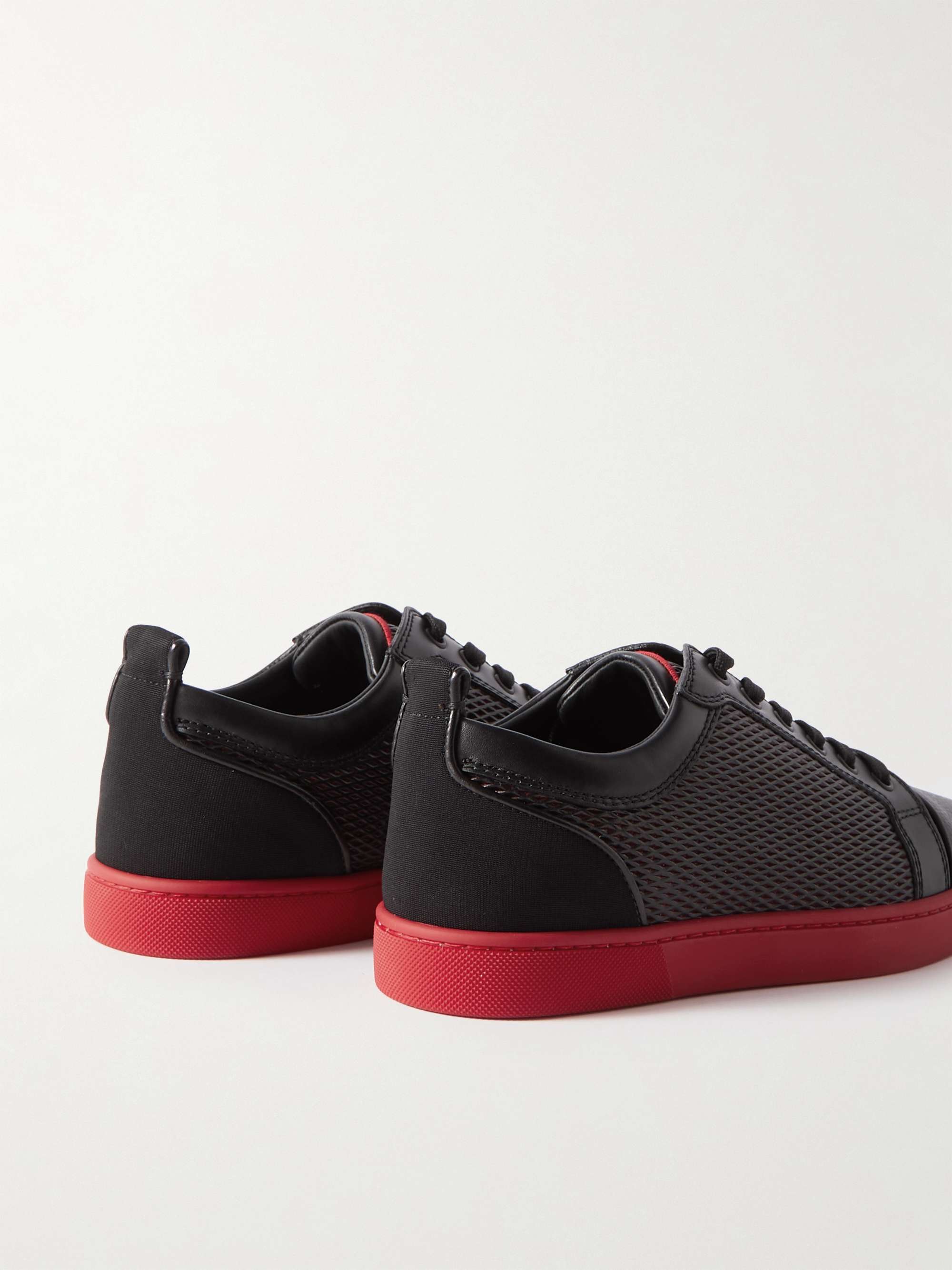 CHRISTIAN LOUBOUTIN Louis Junior Grosgrain-Trimmed Mesh and Full-Grain Leather Sneakers