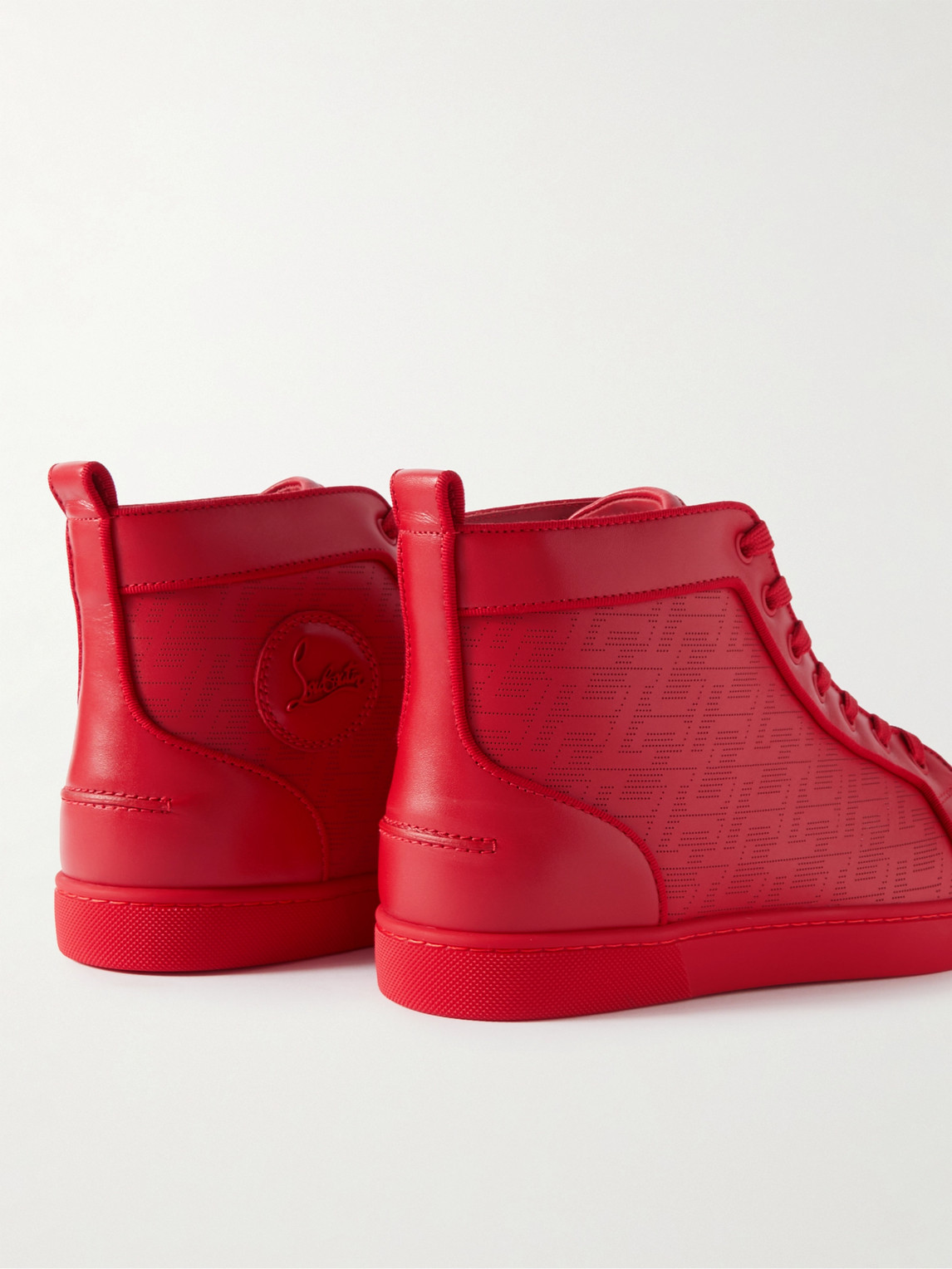 Shop Christian Louboutin Louis Orlato Logo-appliquéd Leather High-top Sneakers In Red