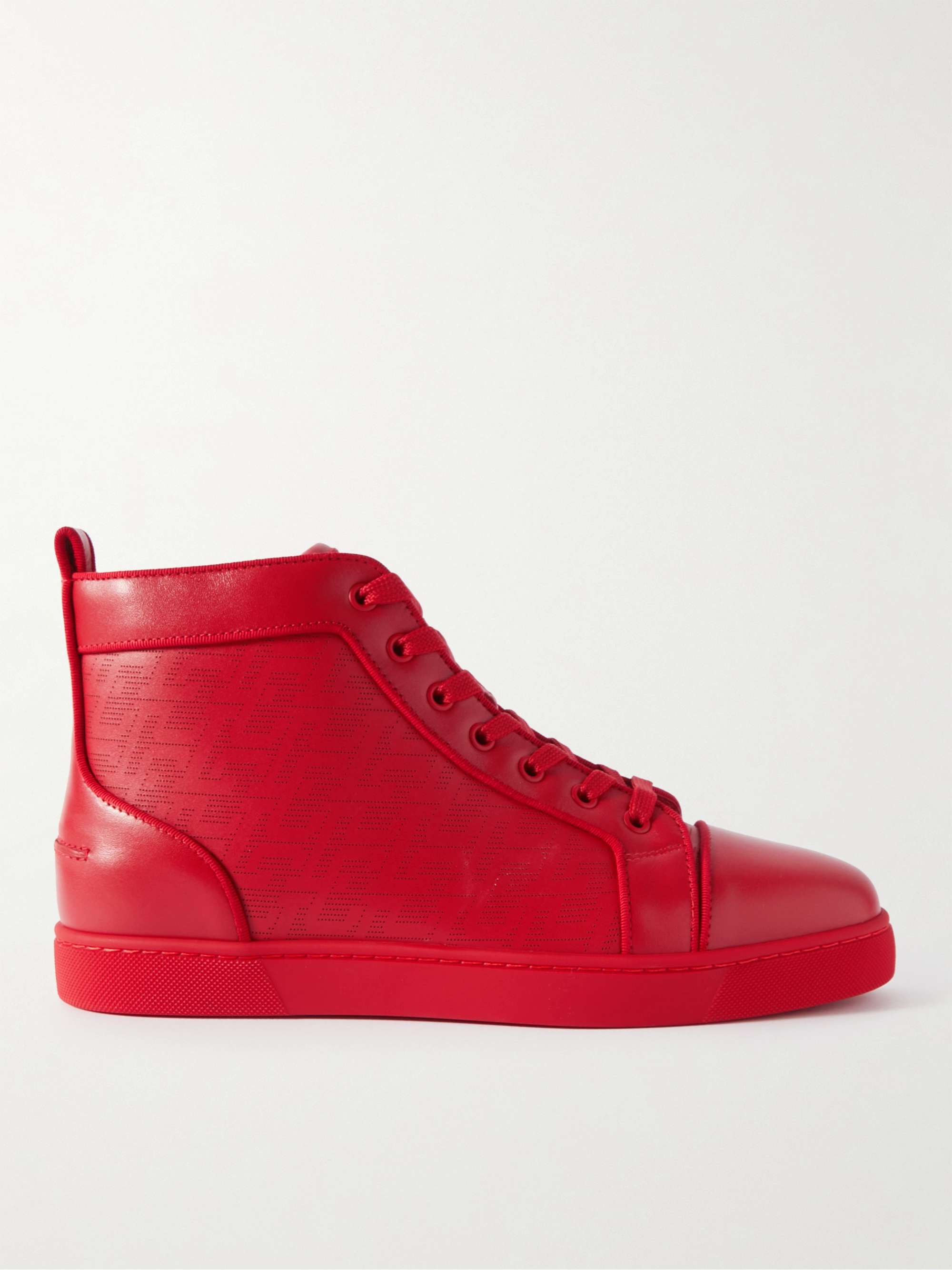 Christian Louboutin - Men - Louis Orlato Logo-Appliquéd Leather High-Top Sneakers Red - EU 42.5
