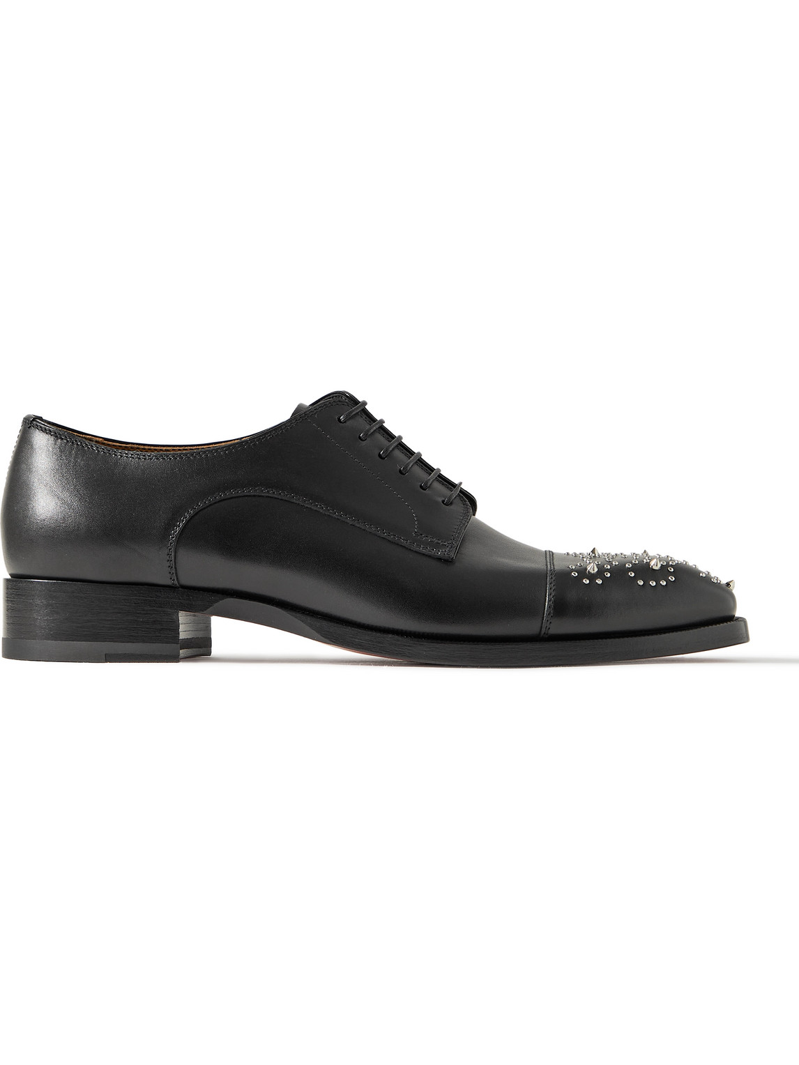 Shop Christian Louboutin Maltese Studded Leather Derby Shoes In Black