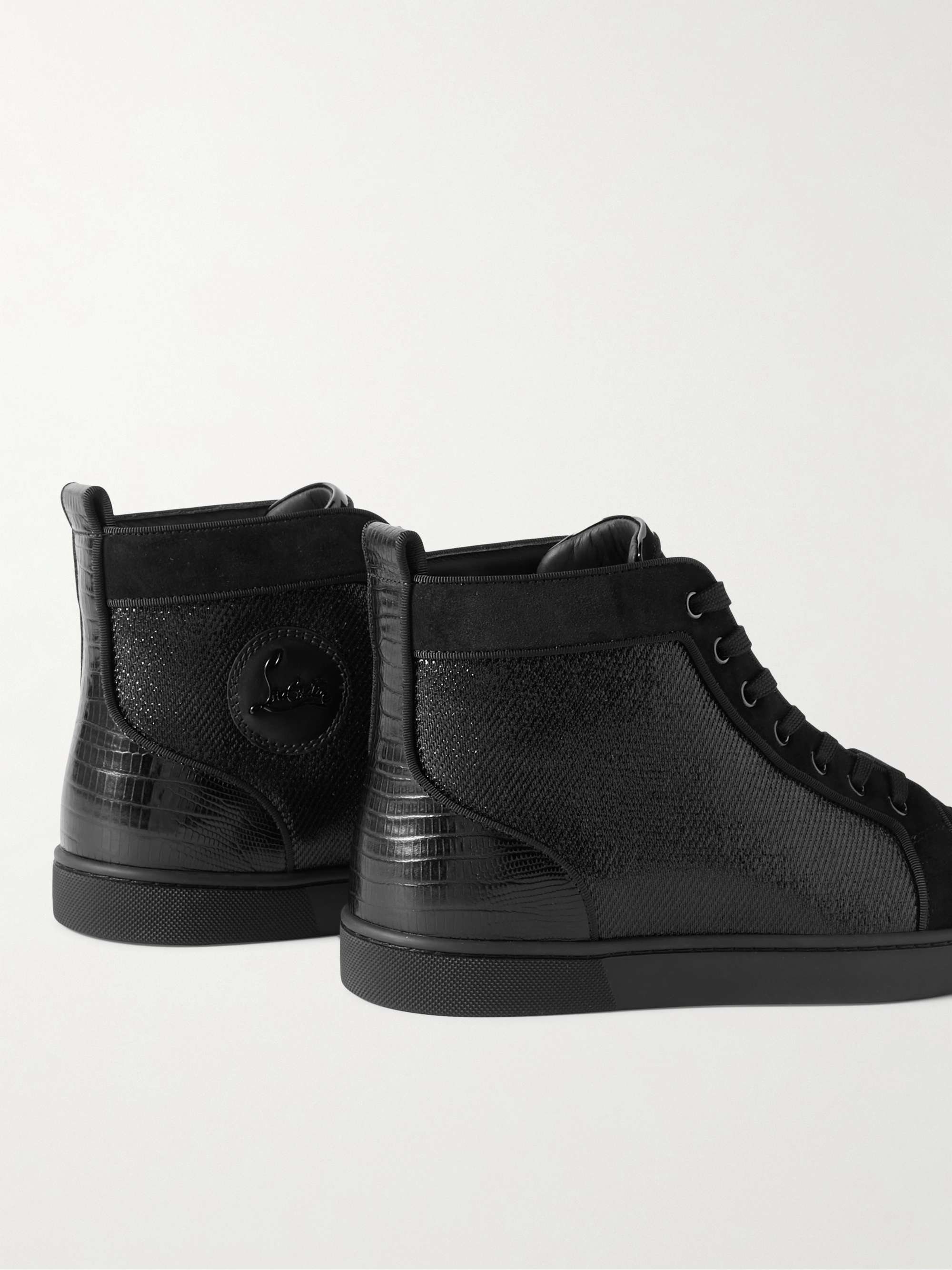 CHRISTIAN LOUBOUTIN Louis Orlato Logo-Appliquéd Felt-Trimmed Leather and Mesh High-Top Sneakers