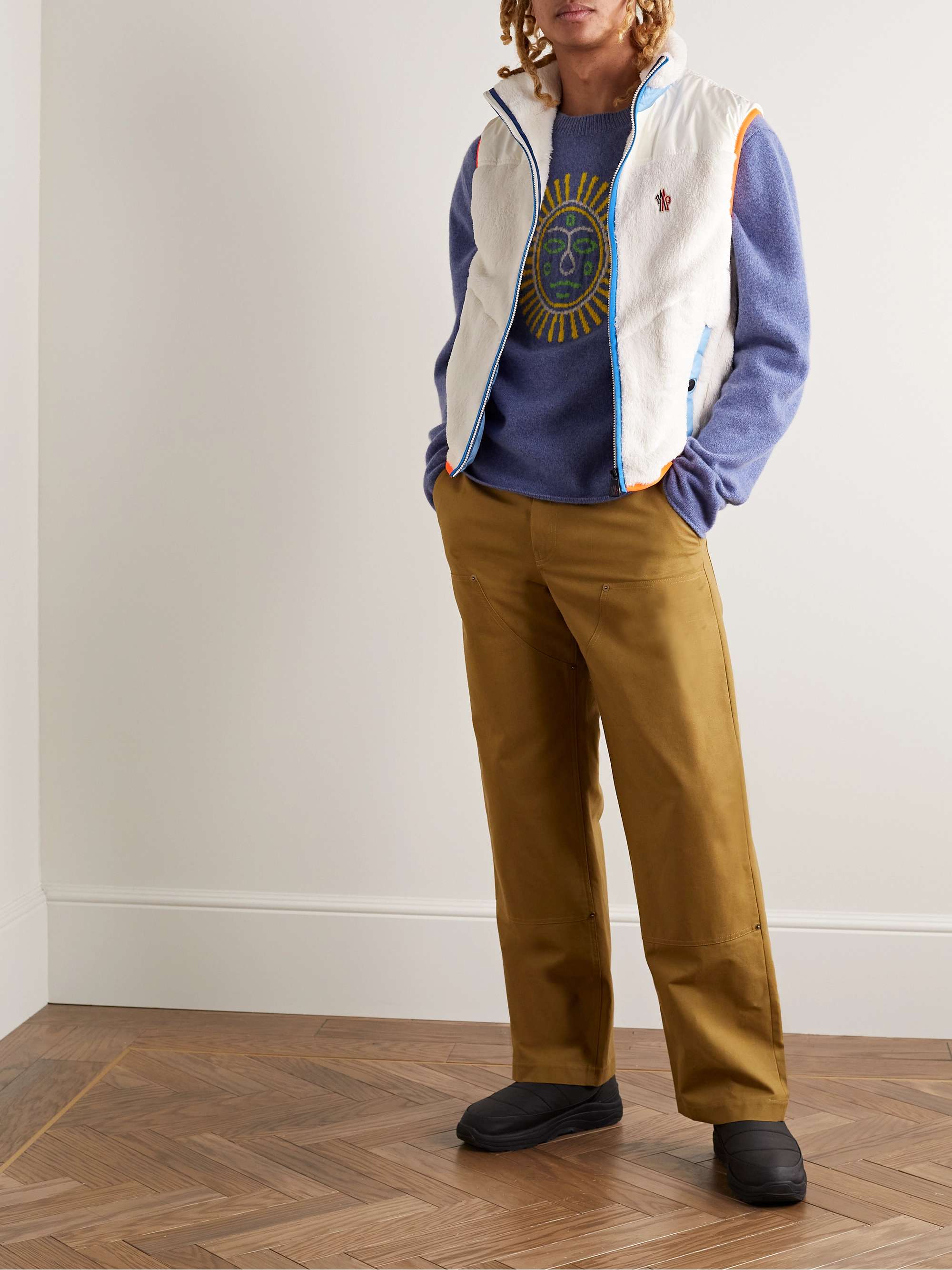 MONCLER GRENOBLE Shell-Trimmed Logo-Appliquéd Fleece Gillet