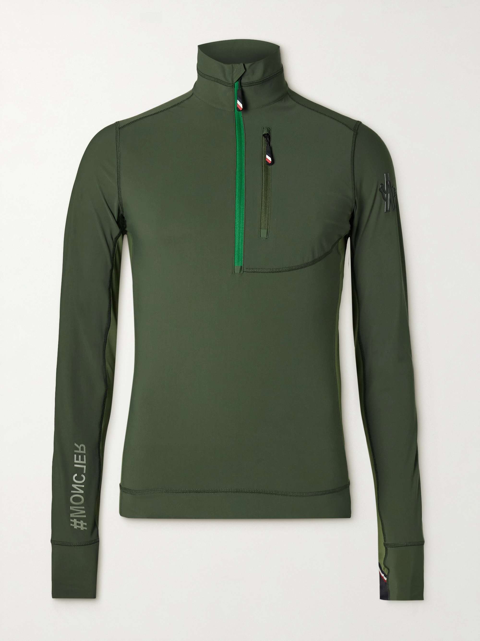 MONCLER GRENOBLE Logo-Appliquéd Stretch-Jersey Zip-Up Base Layer