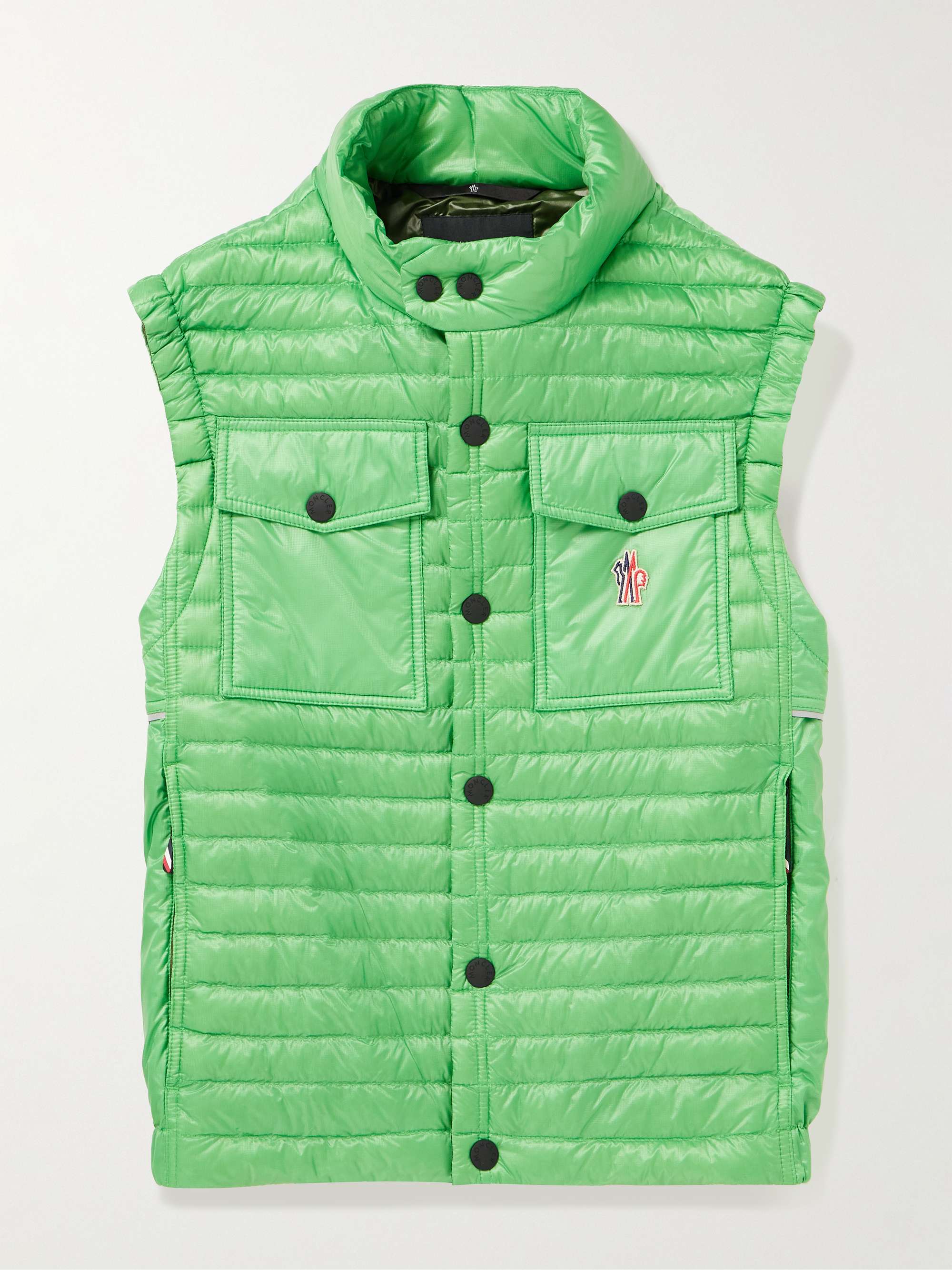MONCLER GRENOBLE Ollon Logo-Appliquéd Quilted Glossed-Shell Down Gilet