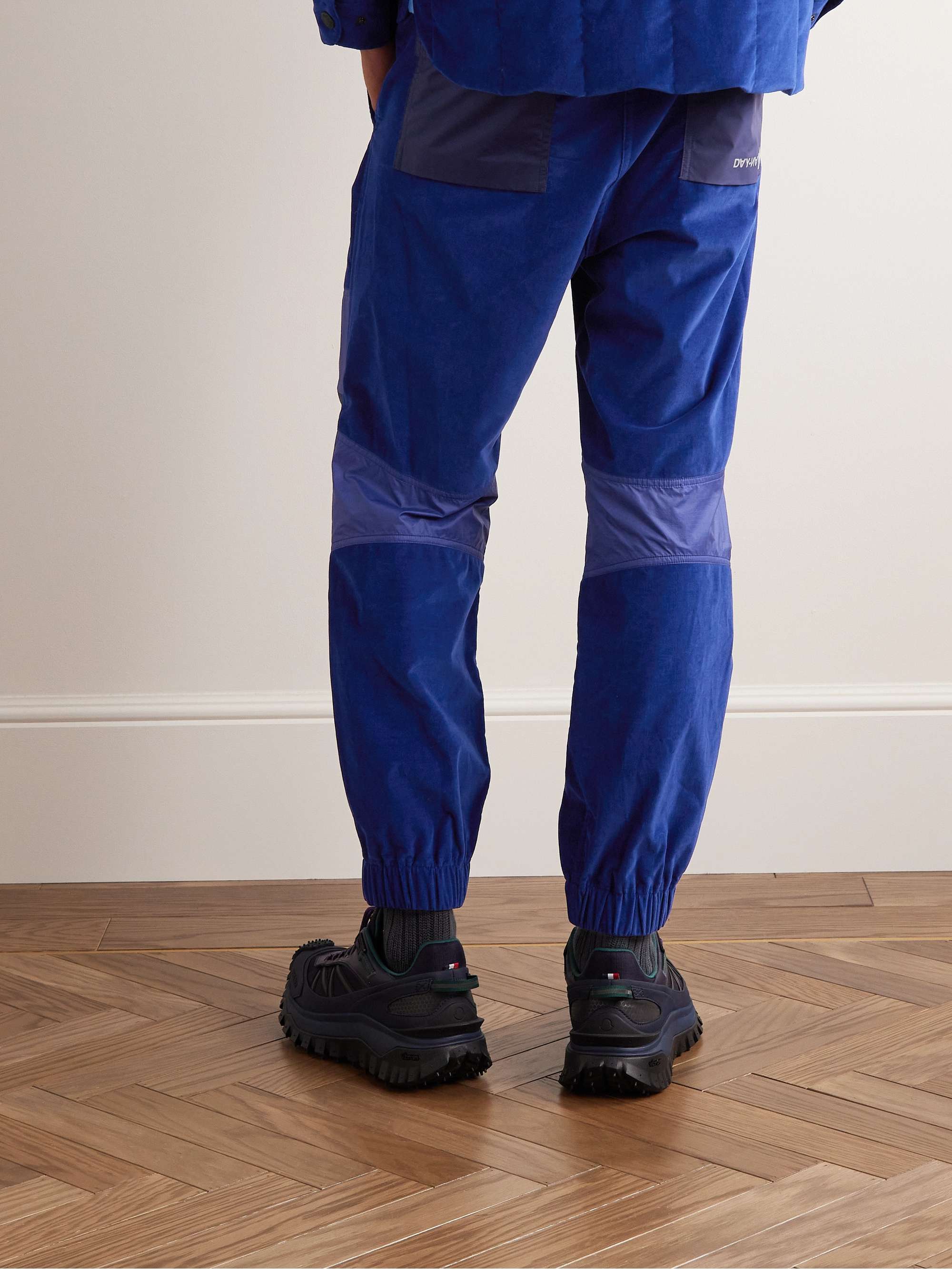 MONCLER GRENOBLE Tapered Cotton-Blend Corduroy, Ripstop and Shell Drawstring Trousers