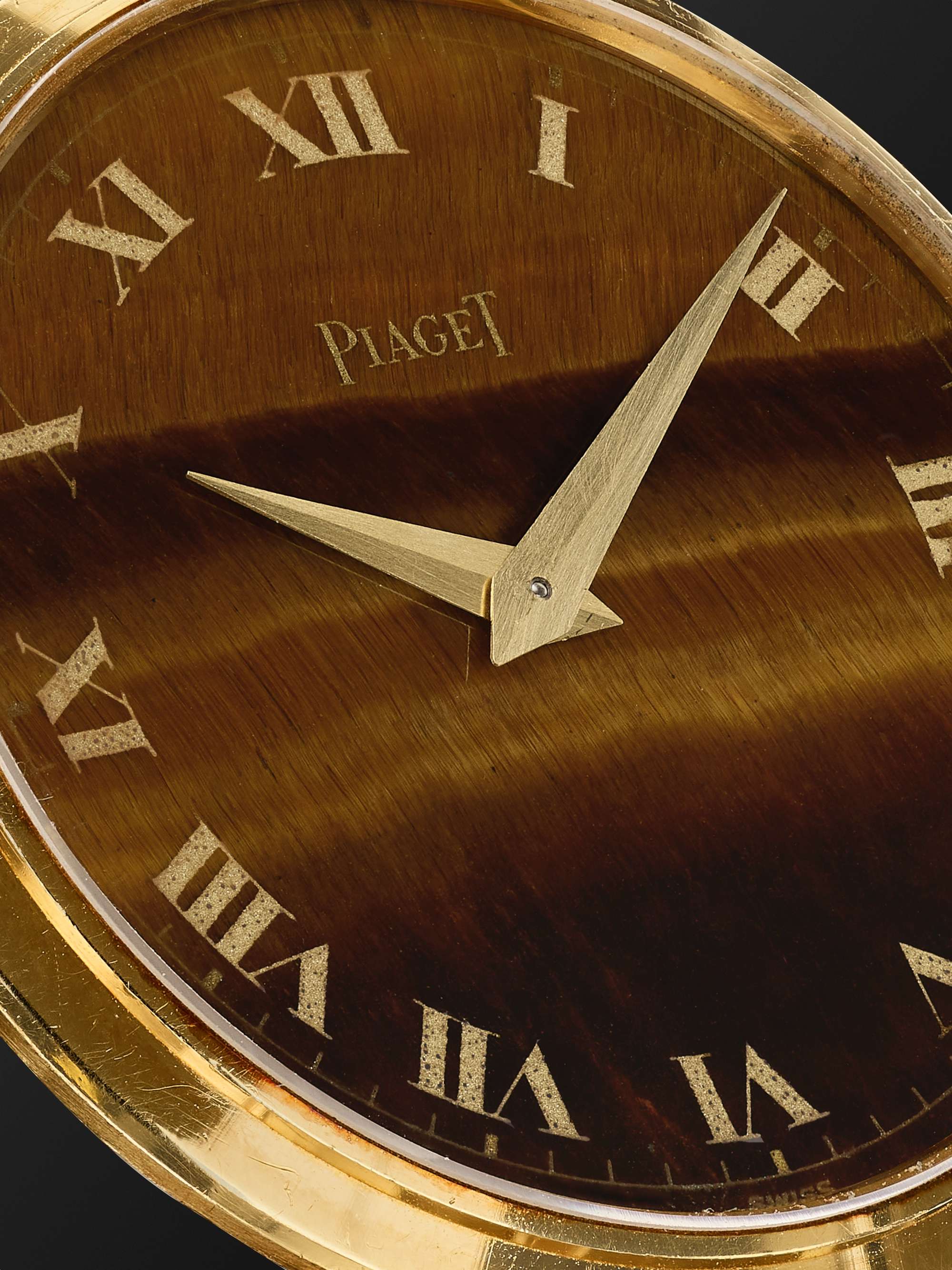 WATCH BROTHERS LONDON Vintage 1970s Piaget Ultra-Thin Tiger Eye Hand-Wound 31mm 18-Karat Gold and Leather Watch, Ref. No. 902