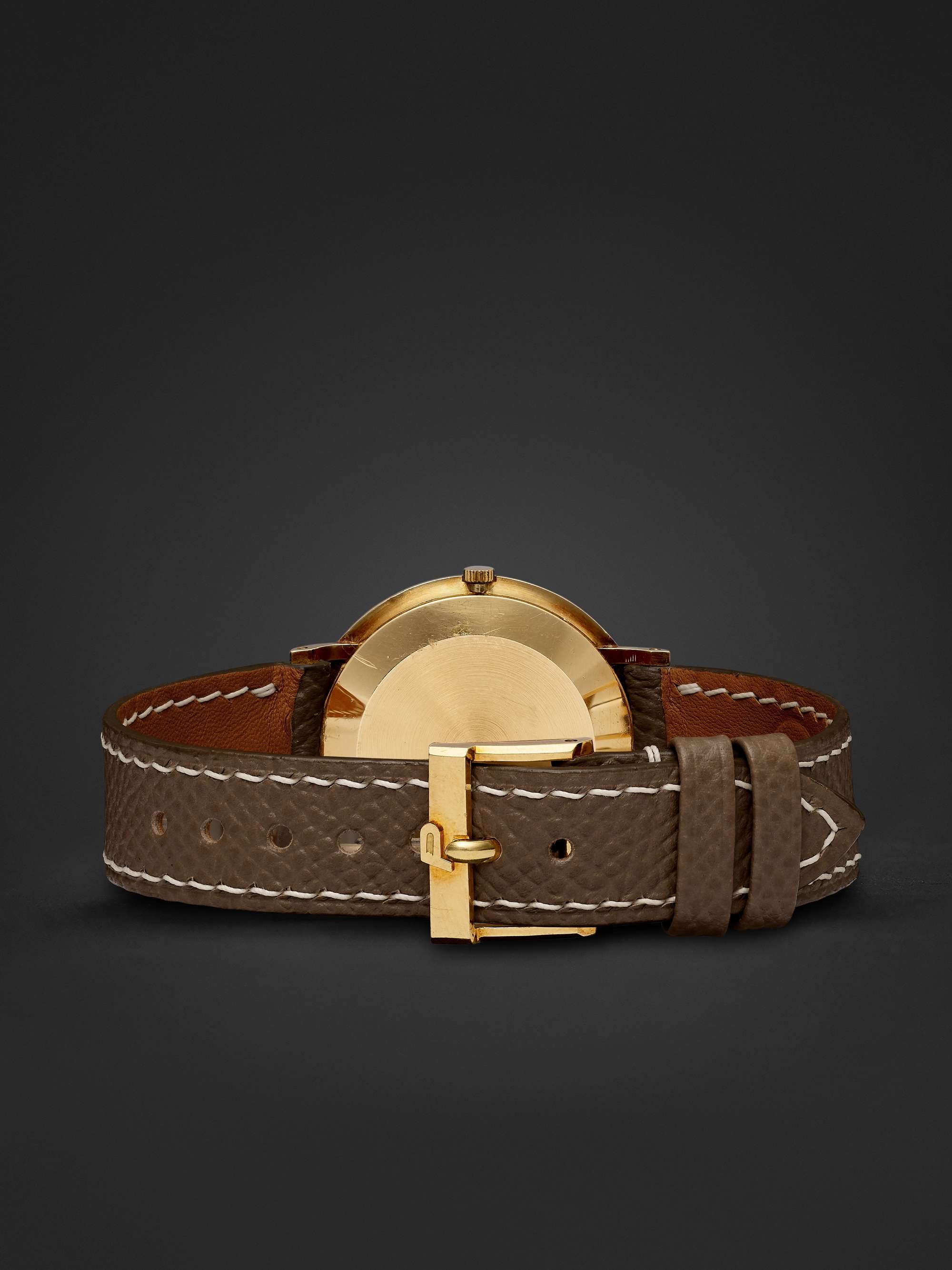 WATCH BROTHERS LONDON Vintage 1970s Piaget Ultra-Thin Tiger Eye Hand-Wound 31mm 18-Karat Gold and Leather Watch, Ref. No. 902