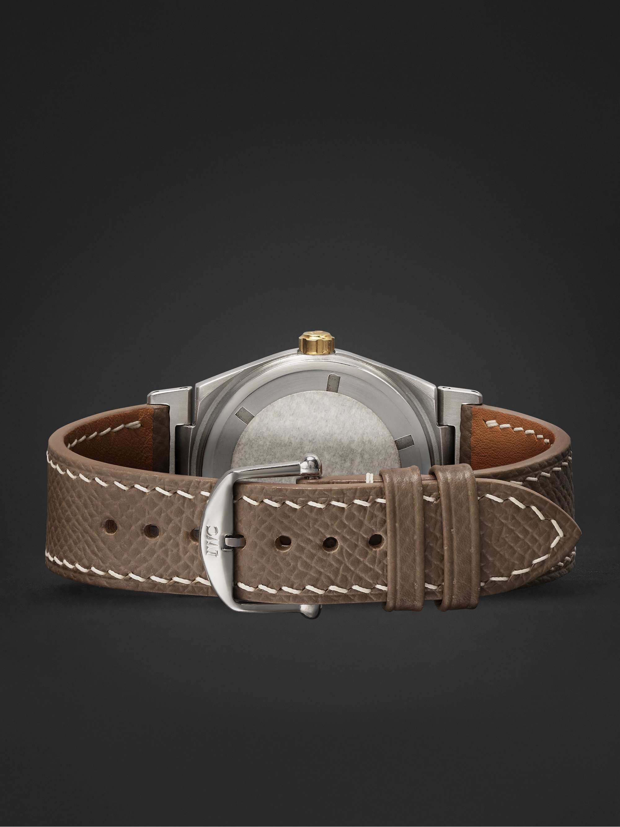 WATCH BROTHERS LONDON ساعة IWC Ingenieur المملوكة مسبقاً من التسعينات أوتوماتيكية من الذهب عيار 18 قيراط والفولاذ والجلد المحبب بالكامل بقطر 34 مم، الرقم المرجعي 3518