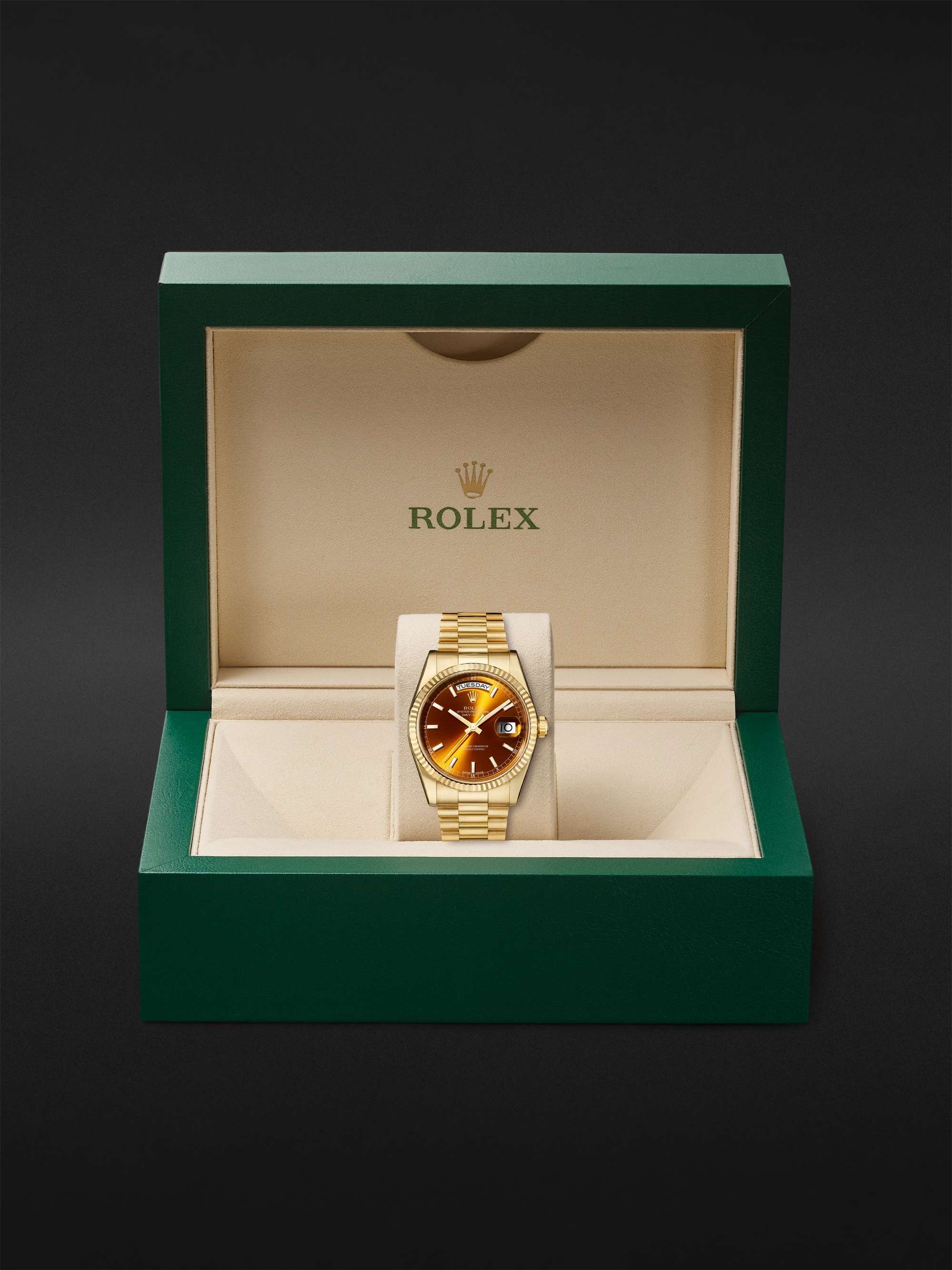 WATCH BROTHERS LONDON Pre-Owned 2018 Rolex Day-Date Automatic 36mm 18-Karat Gold Watch, Ref. No. 118238