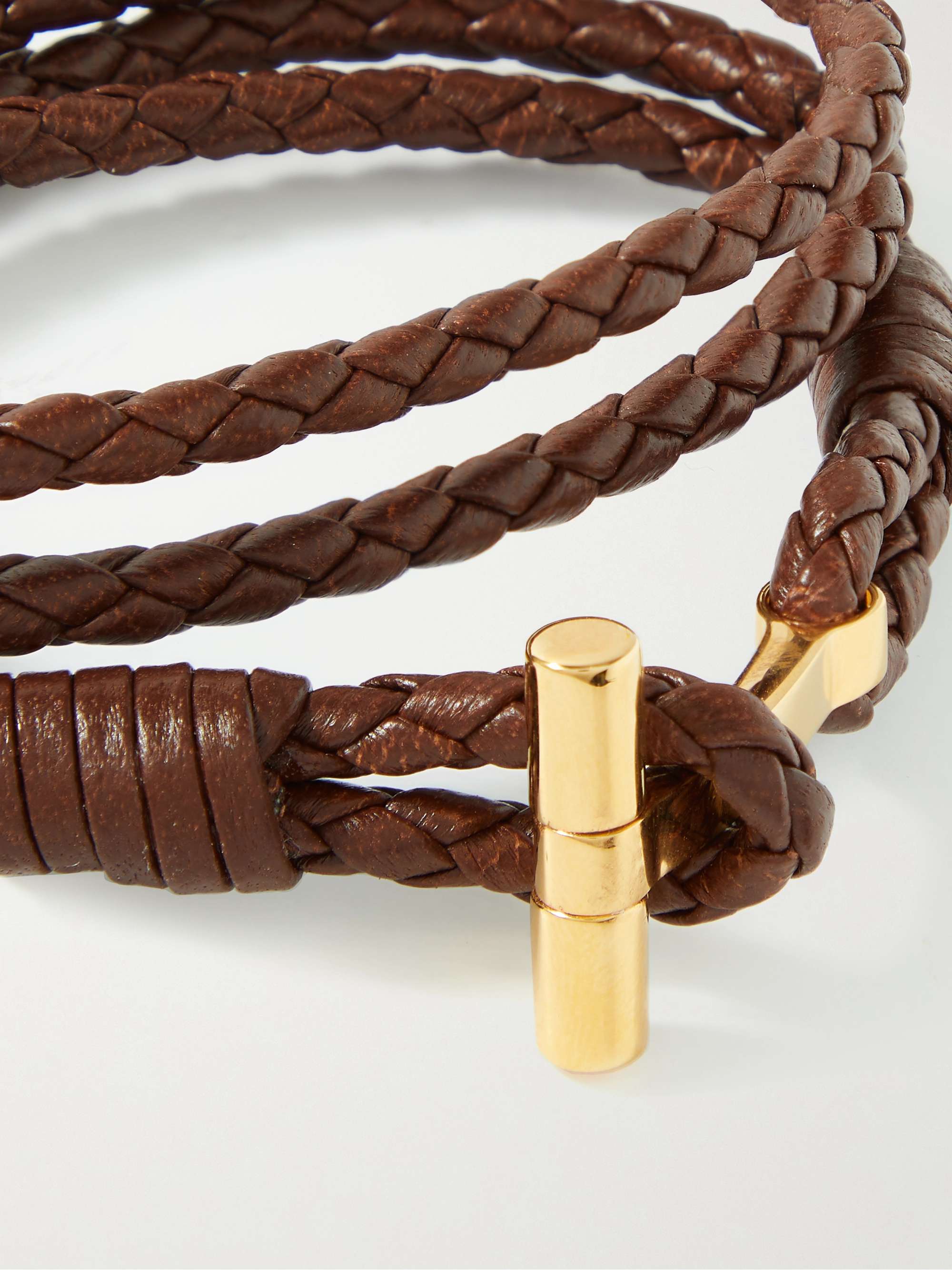 TOM FORD Woven Leather and Gold-Plated Wrap Bracelet | MR PORTER