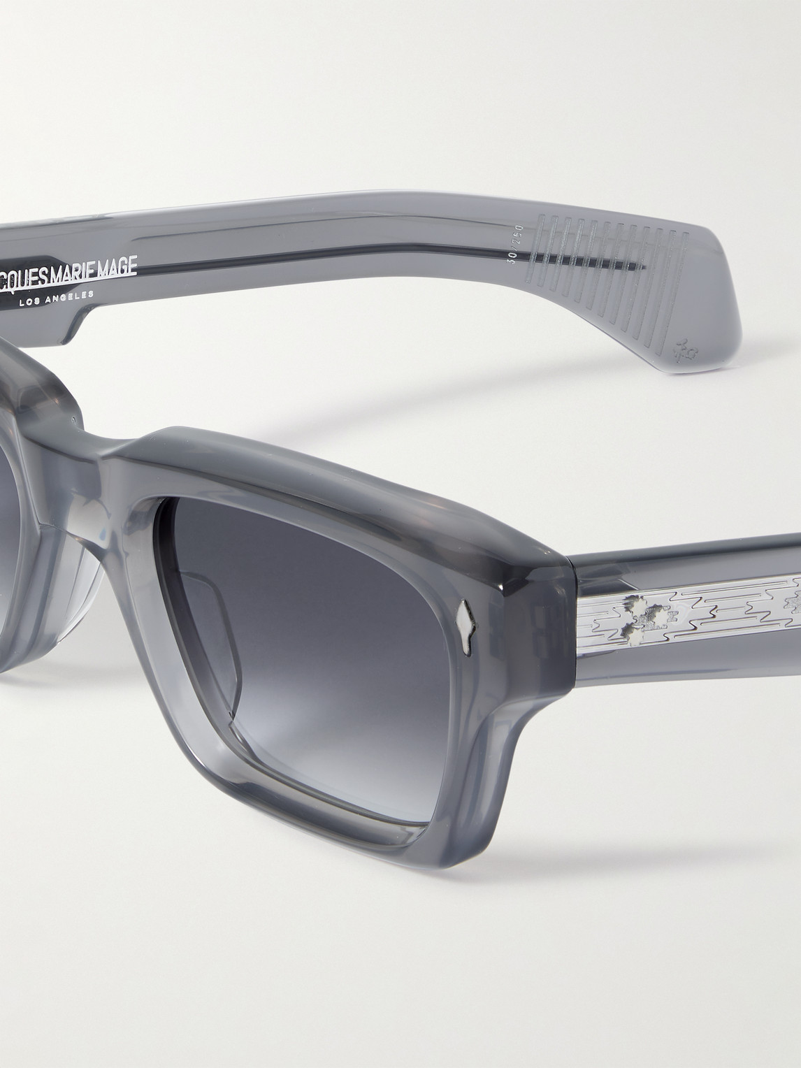 Shop Jacques Marie Mage Ashcroft Rectangular-frame Acetate And Silver-tone Sunglasses In Gray