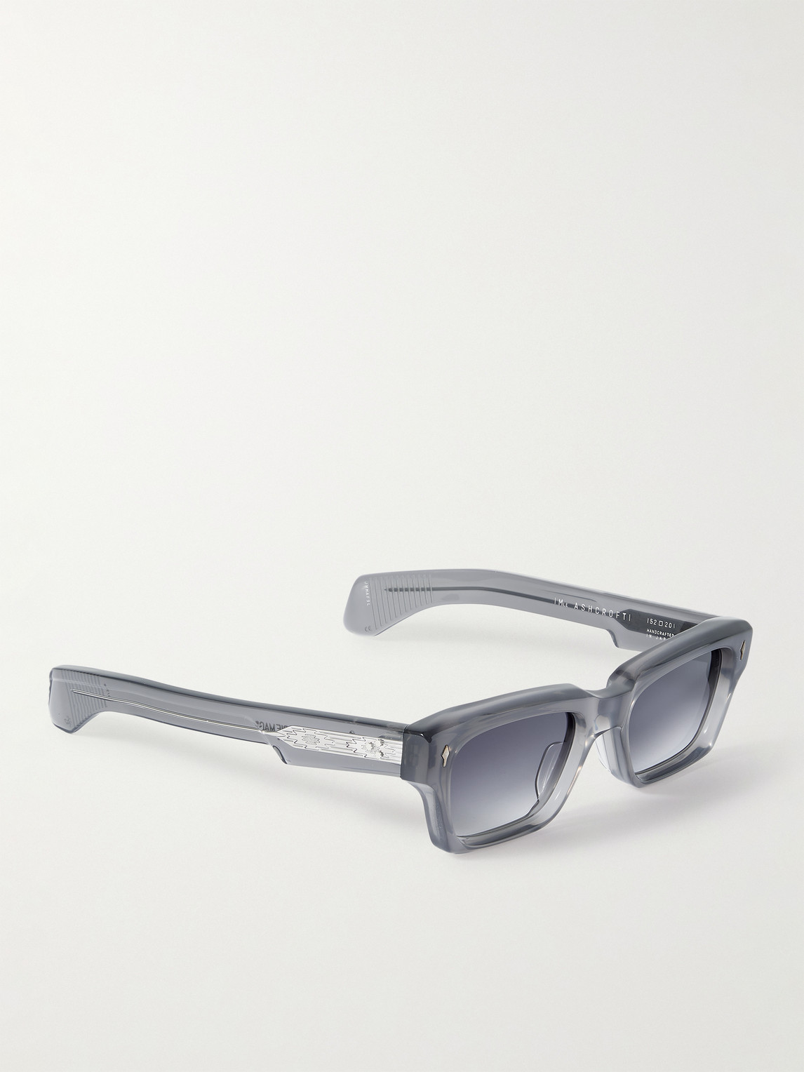 Shop Jacques Marie Mage Ashcroft Rectangular-frame Acetate And Silver-tone Sunglasses In Gray
