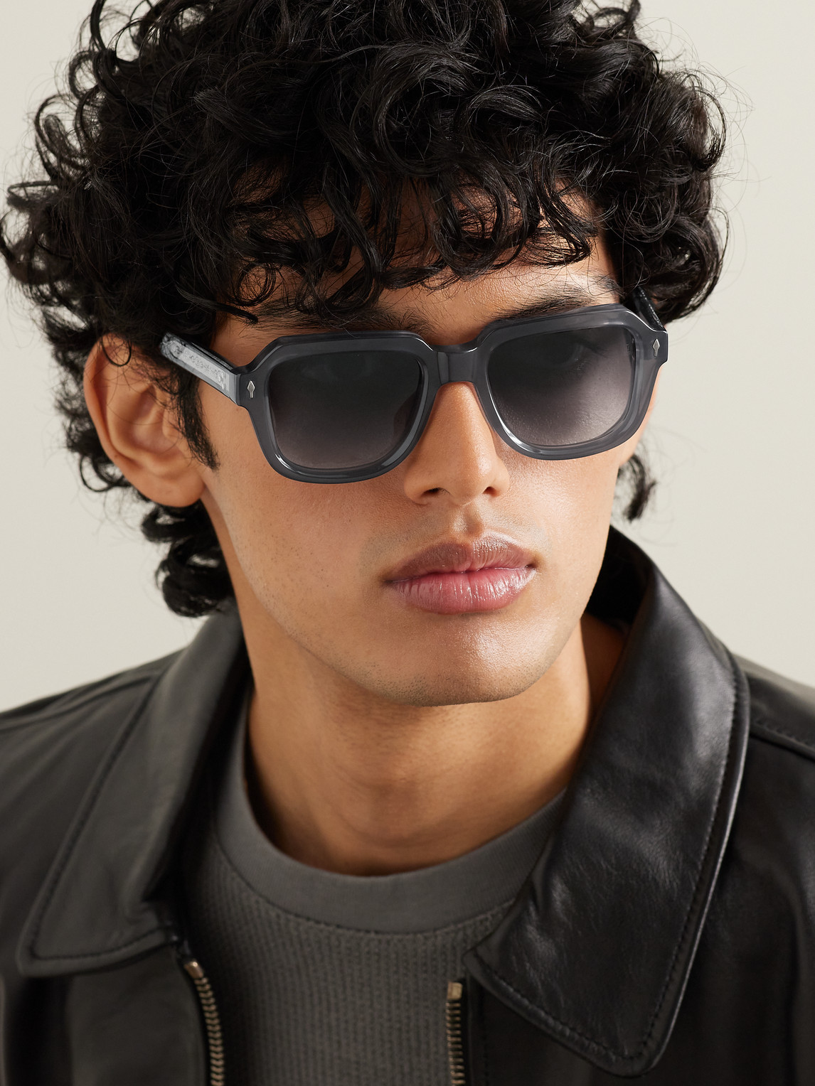 Shop Jacques Marie Mage Taos Square-frame Acetate Sunglasses In Gray