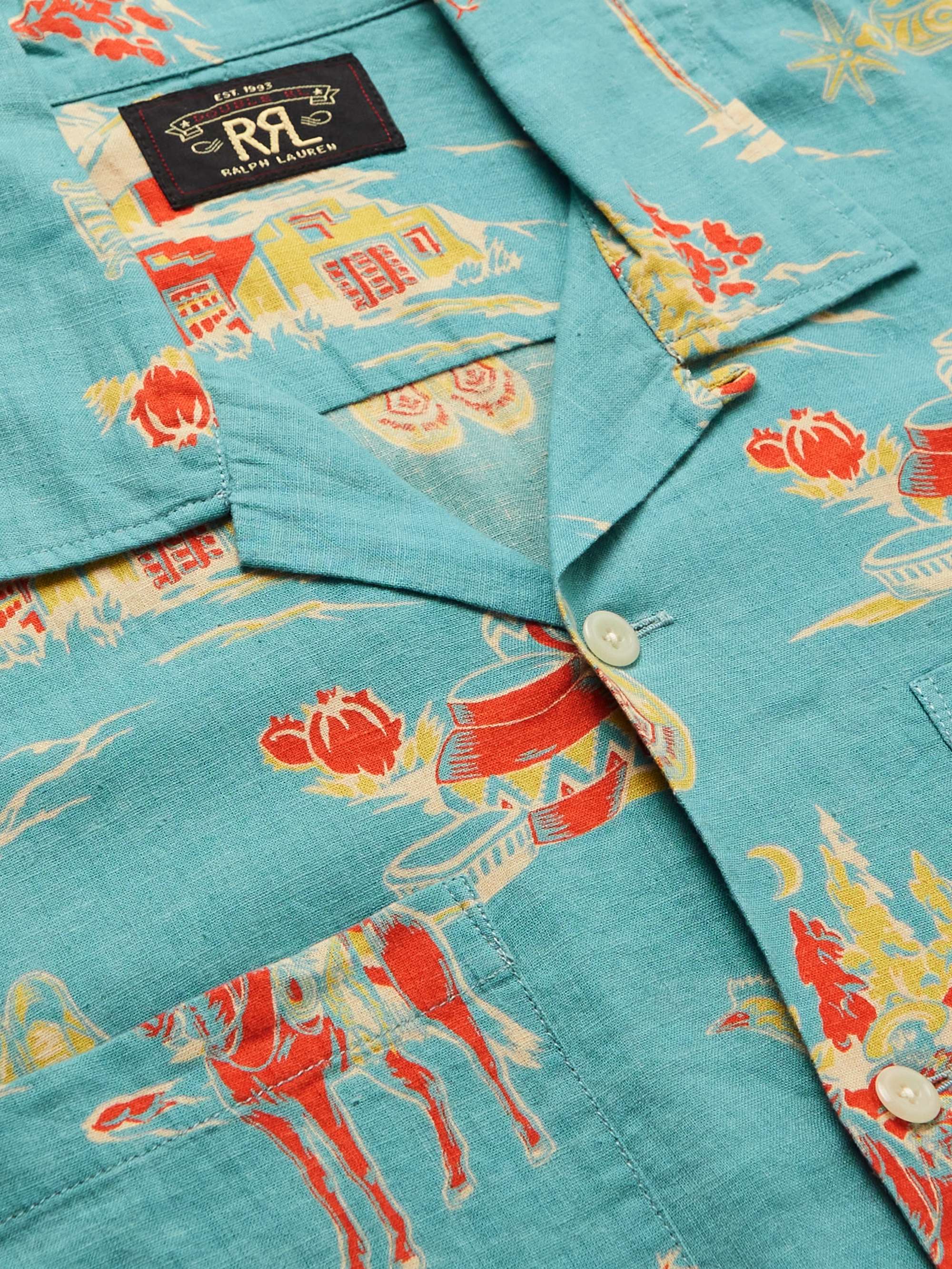 RRL Convertible-Collar Printed Linen-Blend Shirt