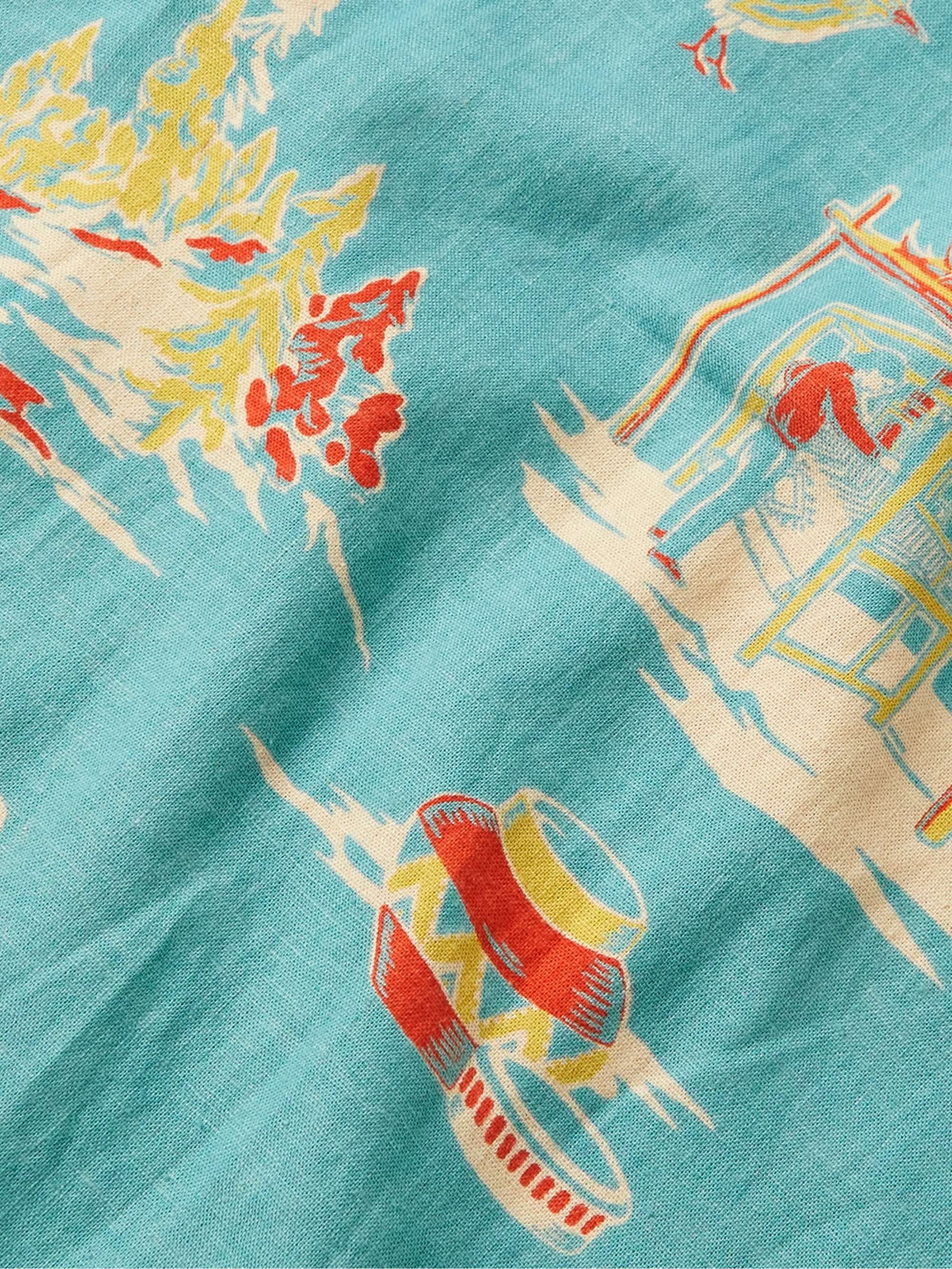 RRL Convertible-Collar Printed Linen-Blend Shirt