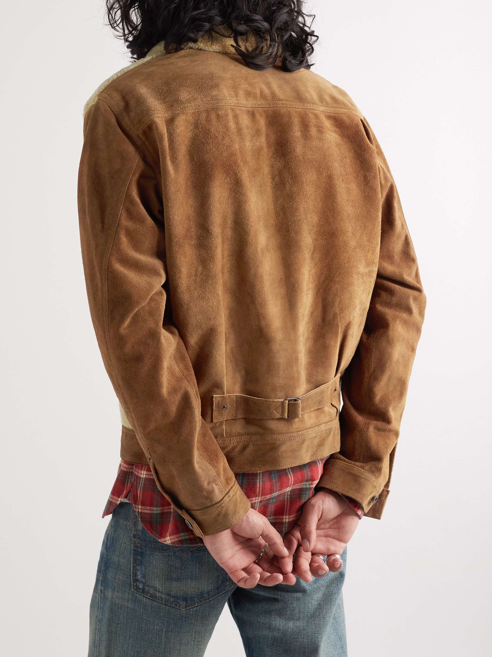 RRL Panelled Shearling-Lined Suede Jacket