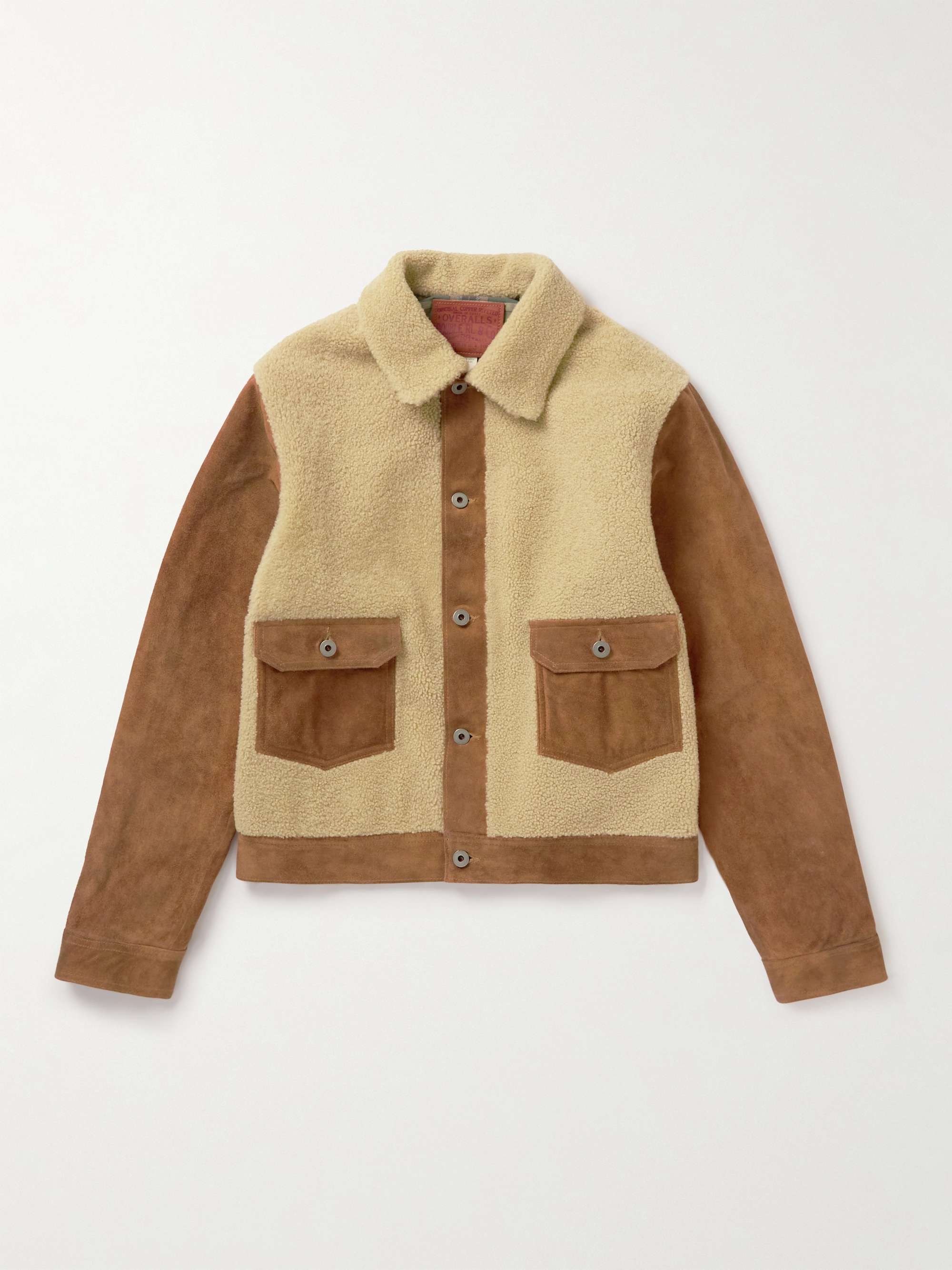 RRL Panelled Shearling-Lined Suede Jacket