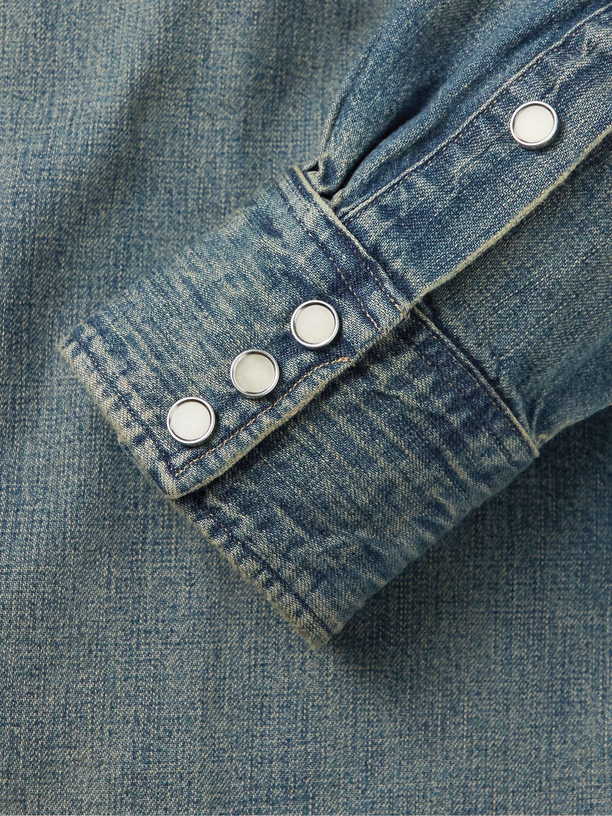 RRL Slim-Fit Embroidered Denim Shirt