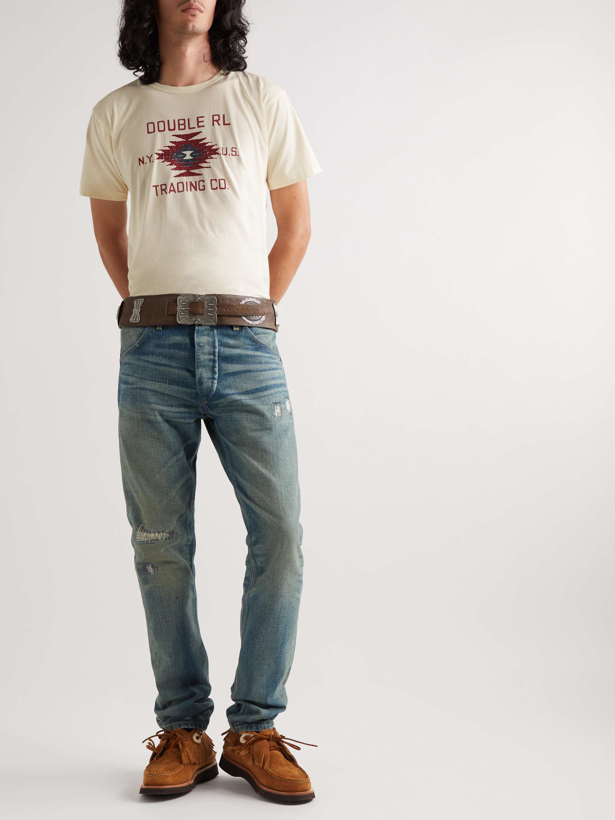 RRL Logo-Print Cotton-Blend Jersey T-Shirt