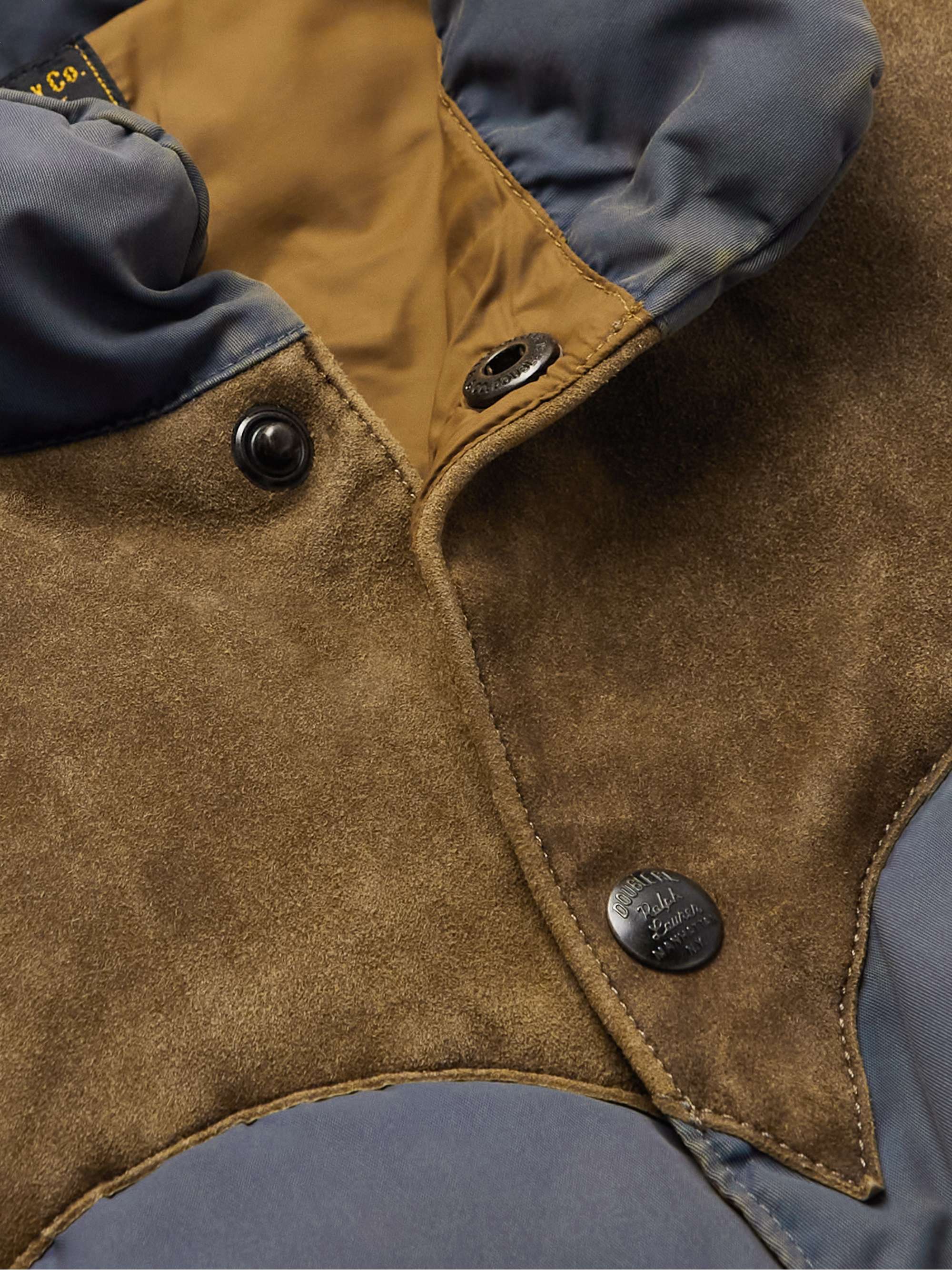 RRL Suede-Trimmed Quilted Padded Recycled-Shell Gilet