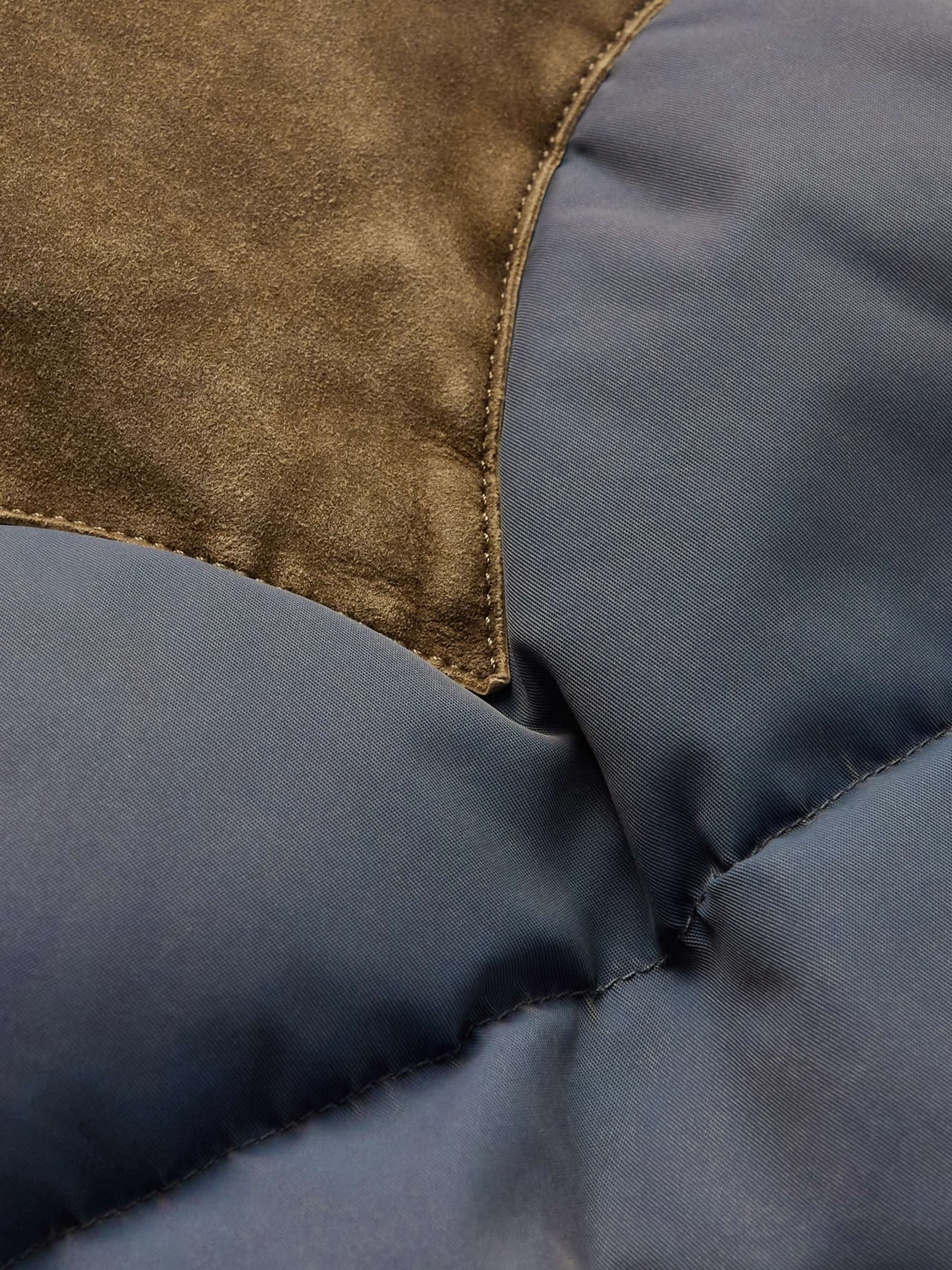 RRL Suede-Trimmed Quilted Padded Recycled-Shell Gilet