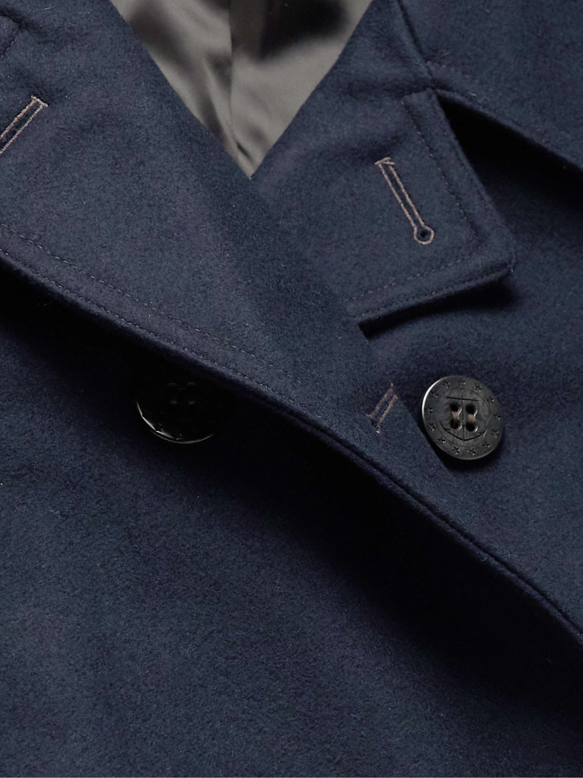RRL Oakland Double-Breasted Leather-Trimmed Wool-Blend Coat