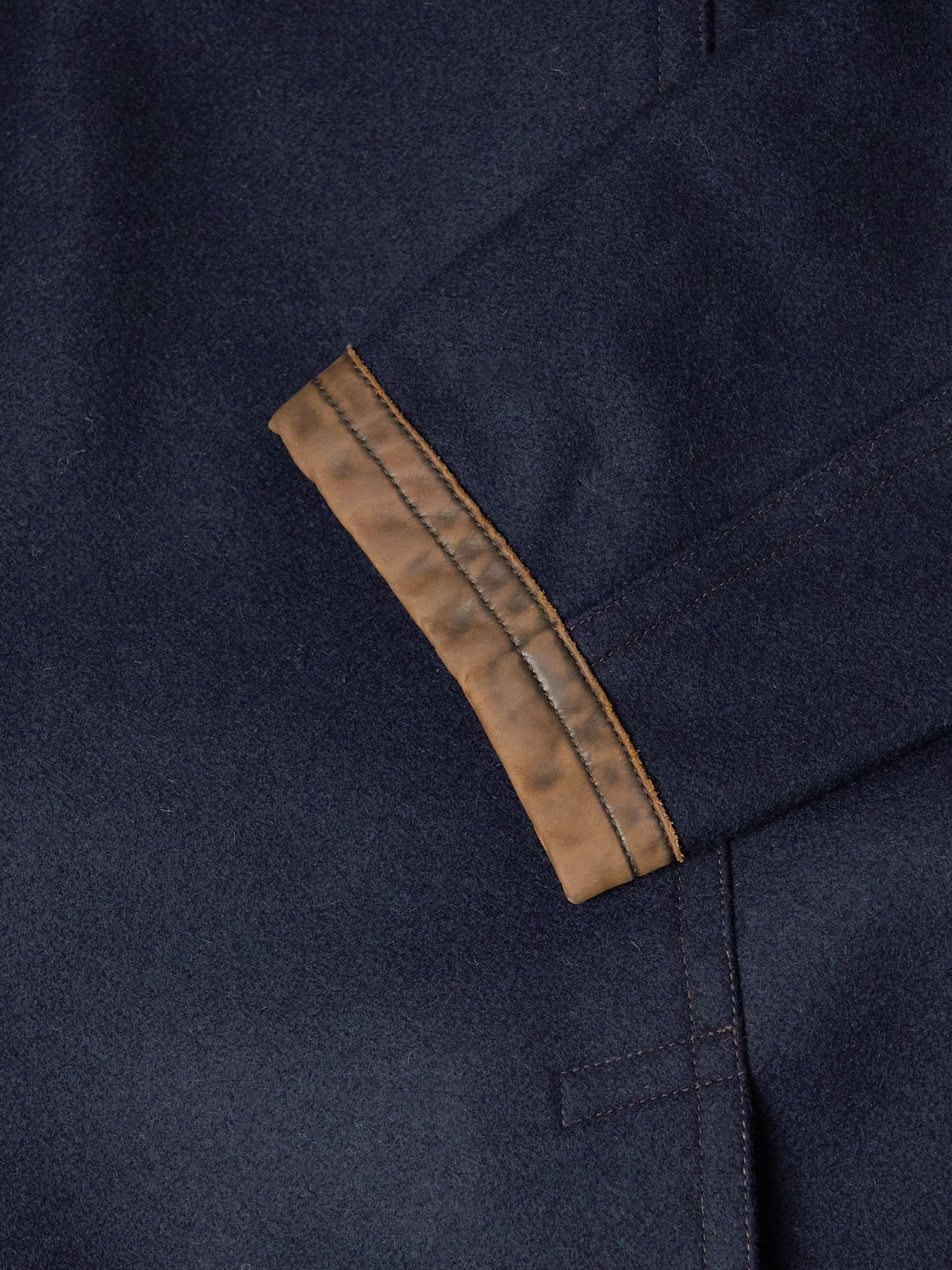 RRL Oakland Double-Breasted Leather-Trimmed Wool-Blend Coat