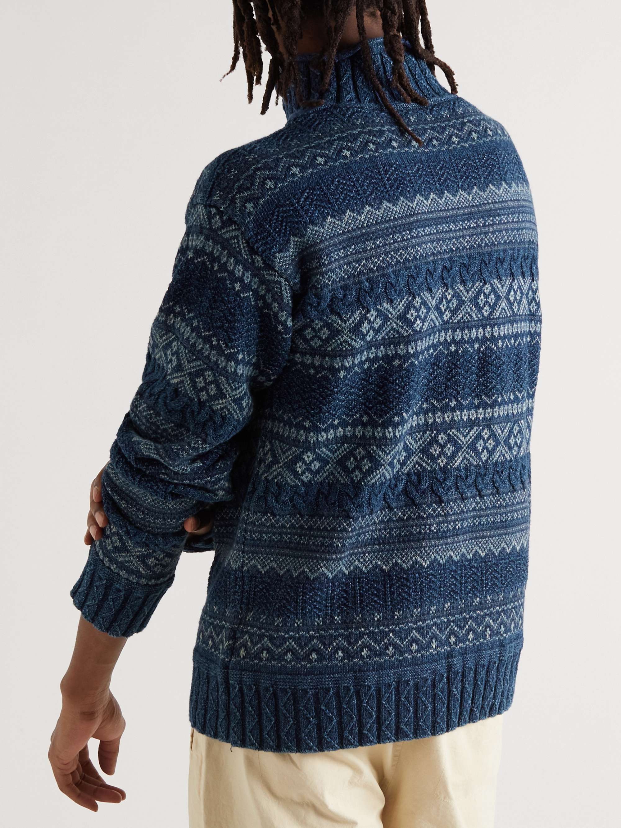 RRL Fair Isle Cotton and Linen-Blend Rollneck Sweater