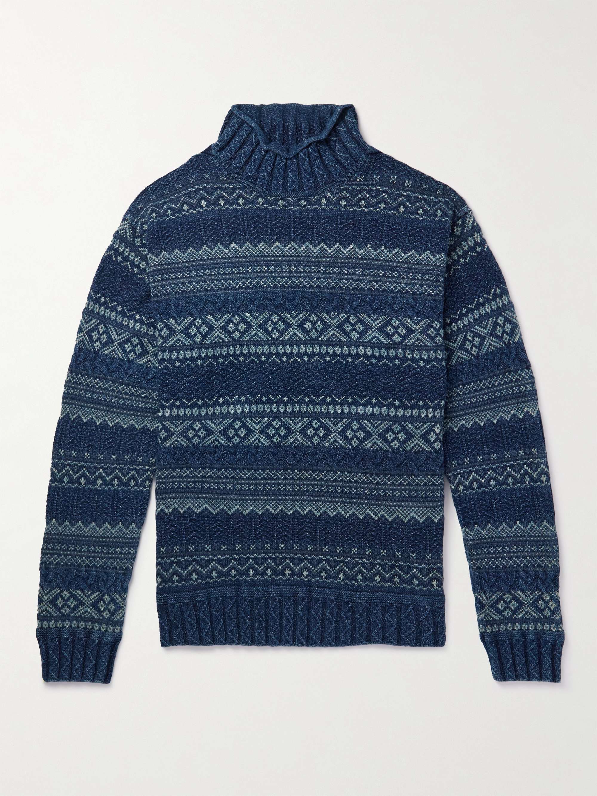 RRL Fair Isle Cotton and Linen-Blend Rollneck Sweater