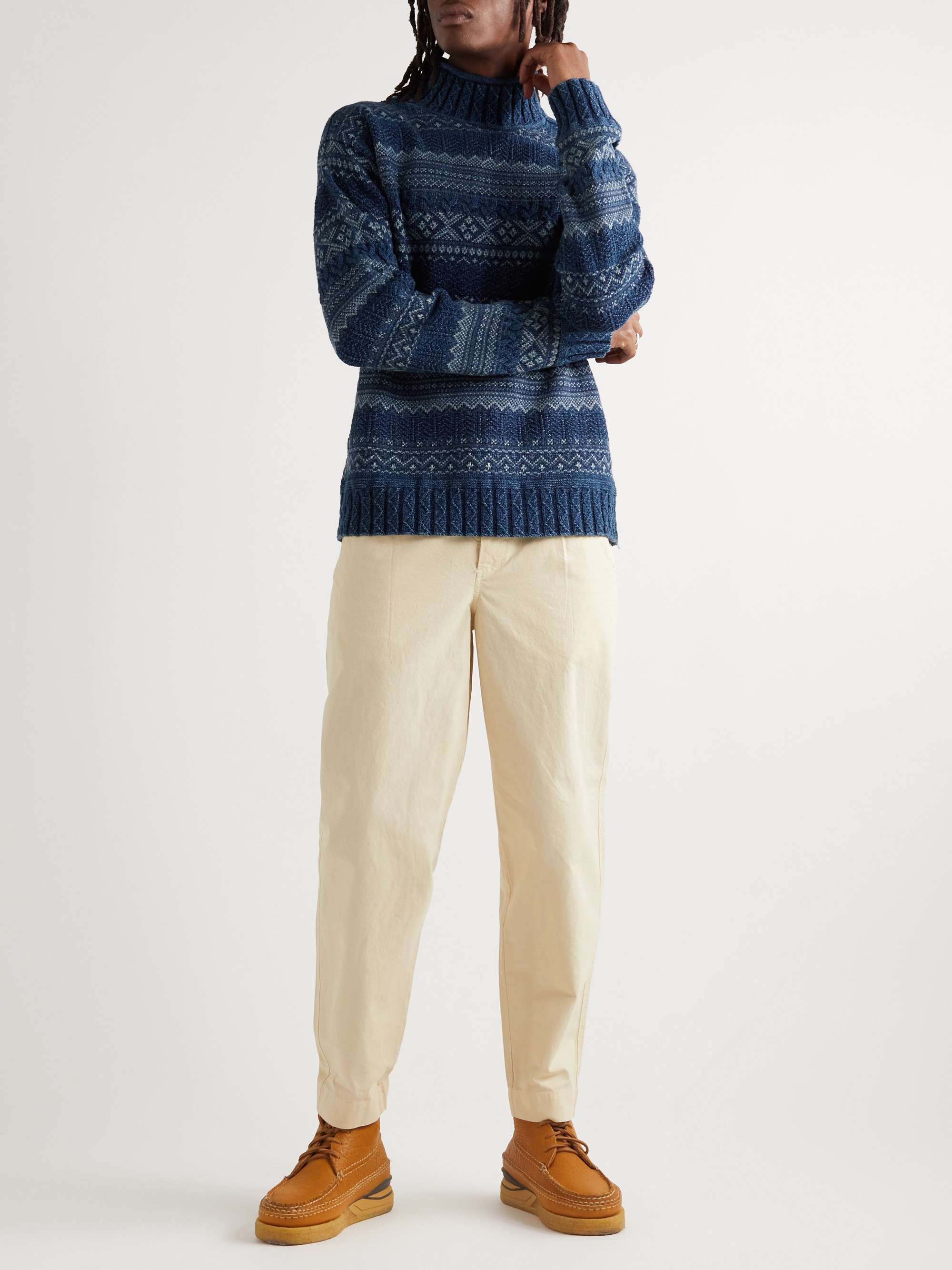 RRL Fair Isle Cotton and Linen-Blend Rollneck Sweater
