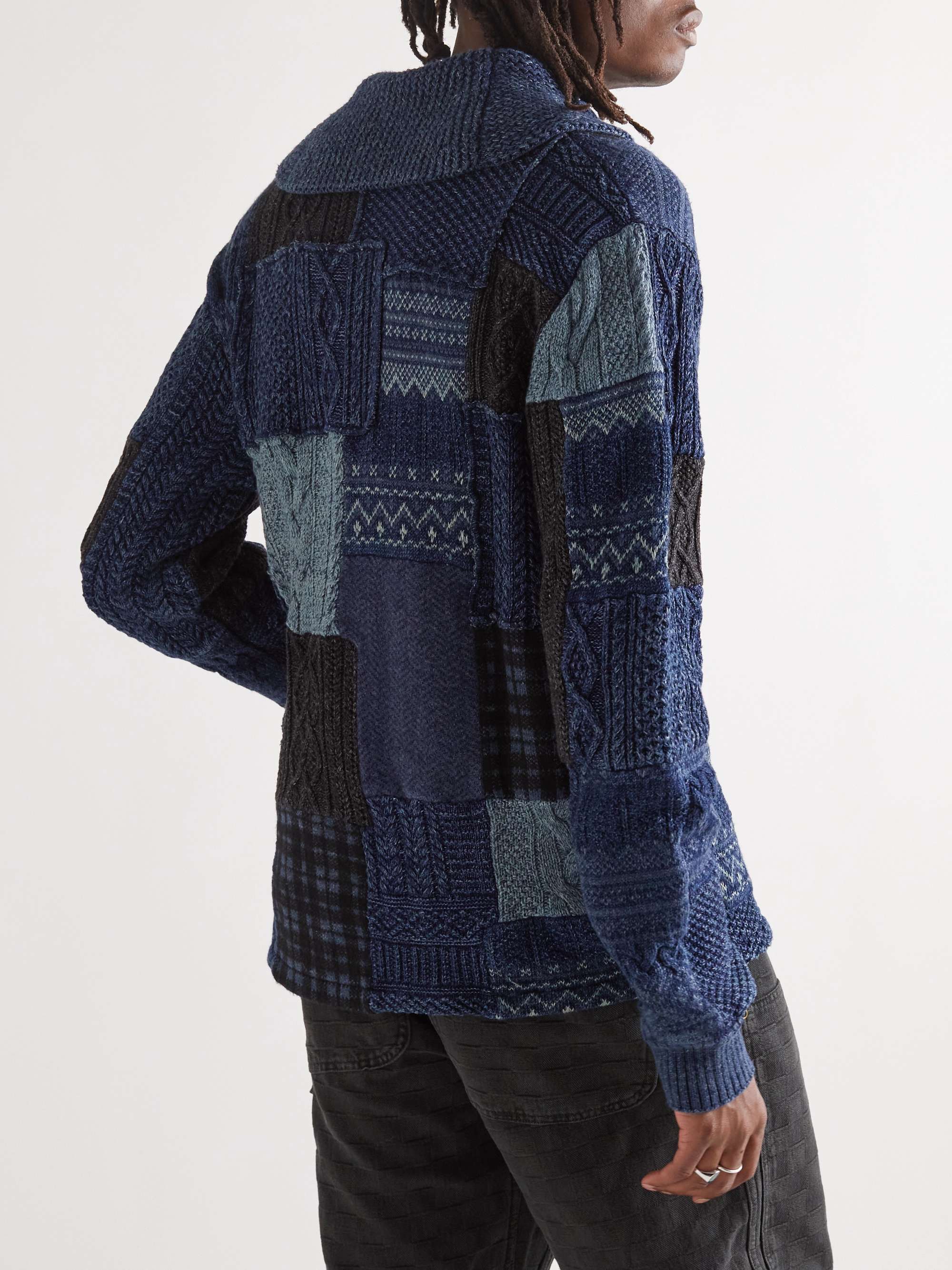 RRL Shawl-Collar Patchwork Cotton-Blend Cardigan for Men | MR PORTER