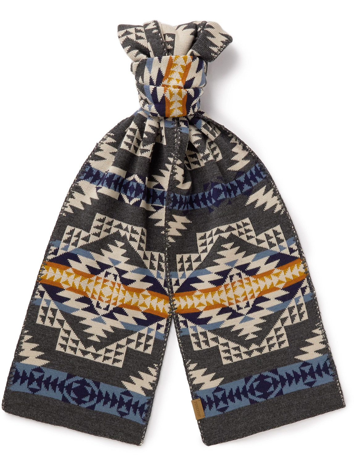 Pendleton Smith Rock Jacquard-knit Merino Wool Scarf In Gray