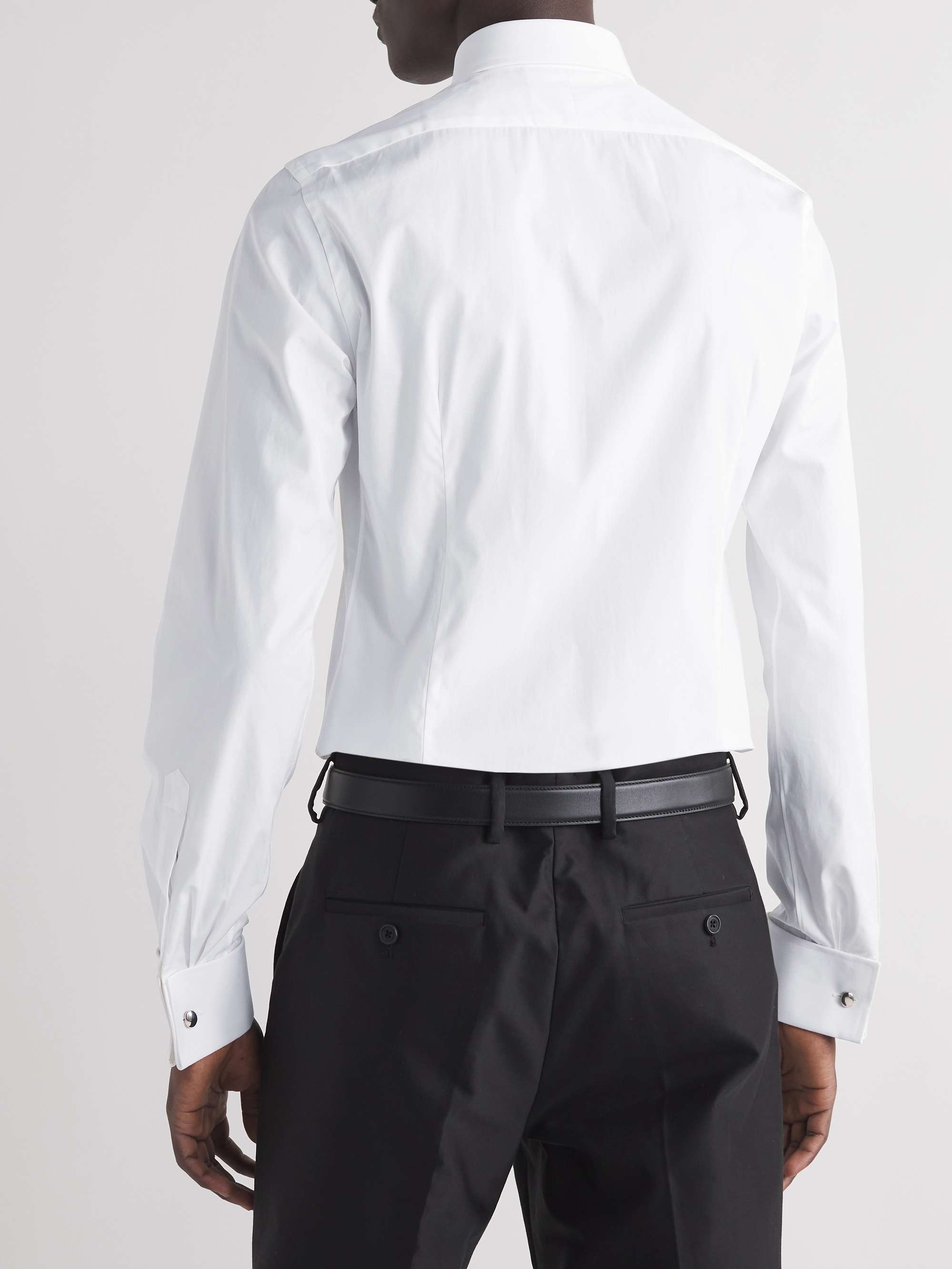 TOM FORD White Slim-Fit Pinned-Collar Double-Cuff Cotton-Poplin Shirt