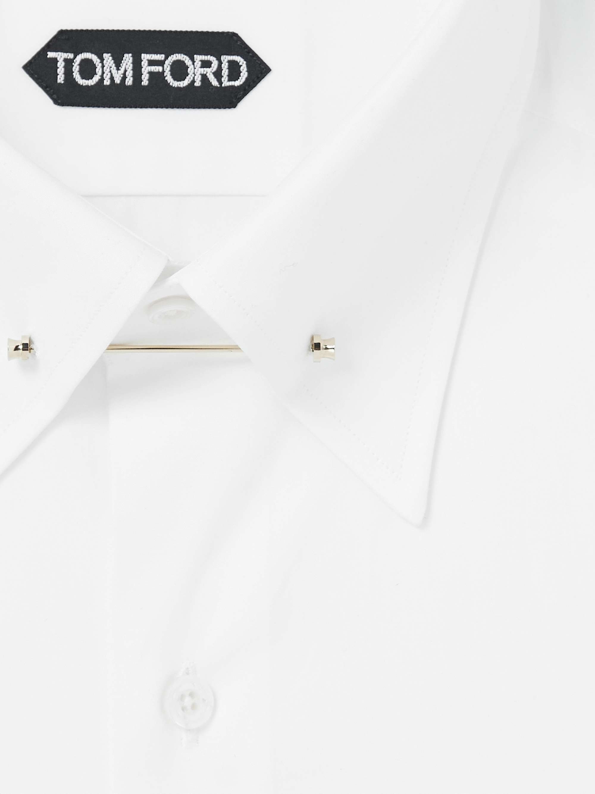 TOM FORD White Slim-Fit Pinned-Collar Double-Cuff Cotton-Poplin Shirt