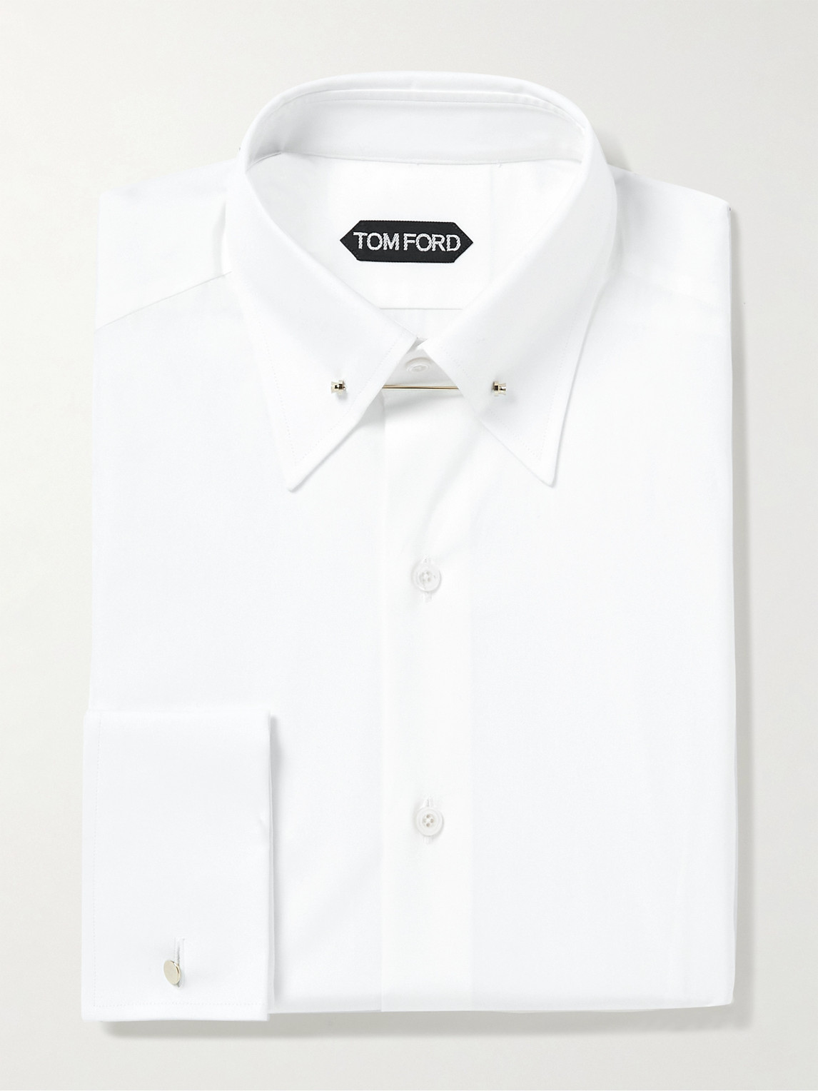 Tom Ford TOM FORD - White Slim-Fit Pinned-Collar Double-Cuff Cotton-Poplin Shirt - Men - White - EU 41 aus 100% Cotton in White