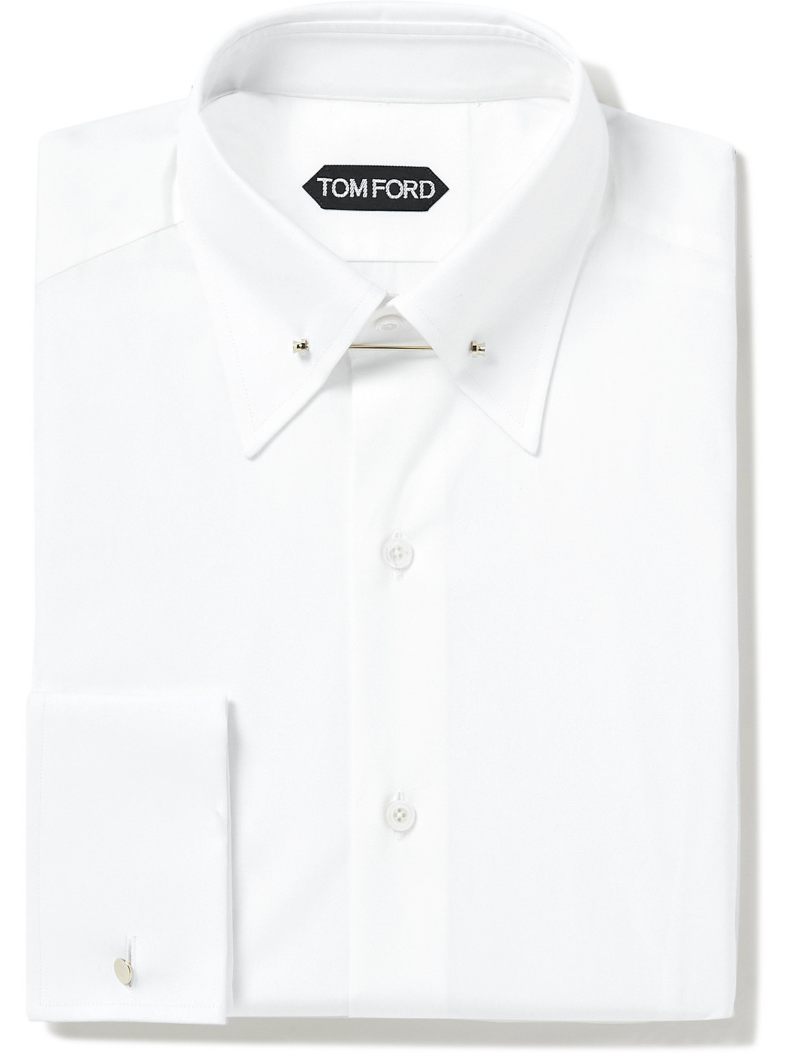 Shop Tom Ford White Slim-fit Pinned-collar Double-cuff Cotton-poplin Shirt