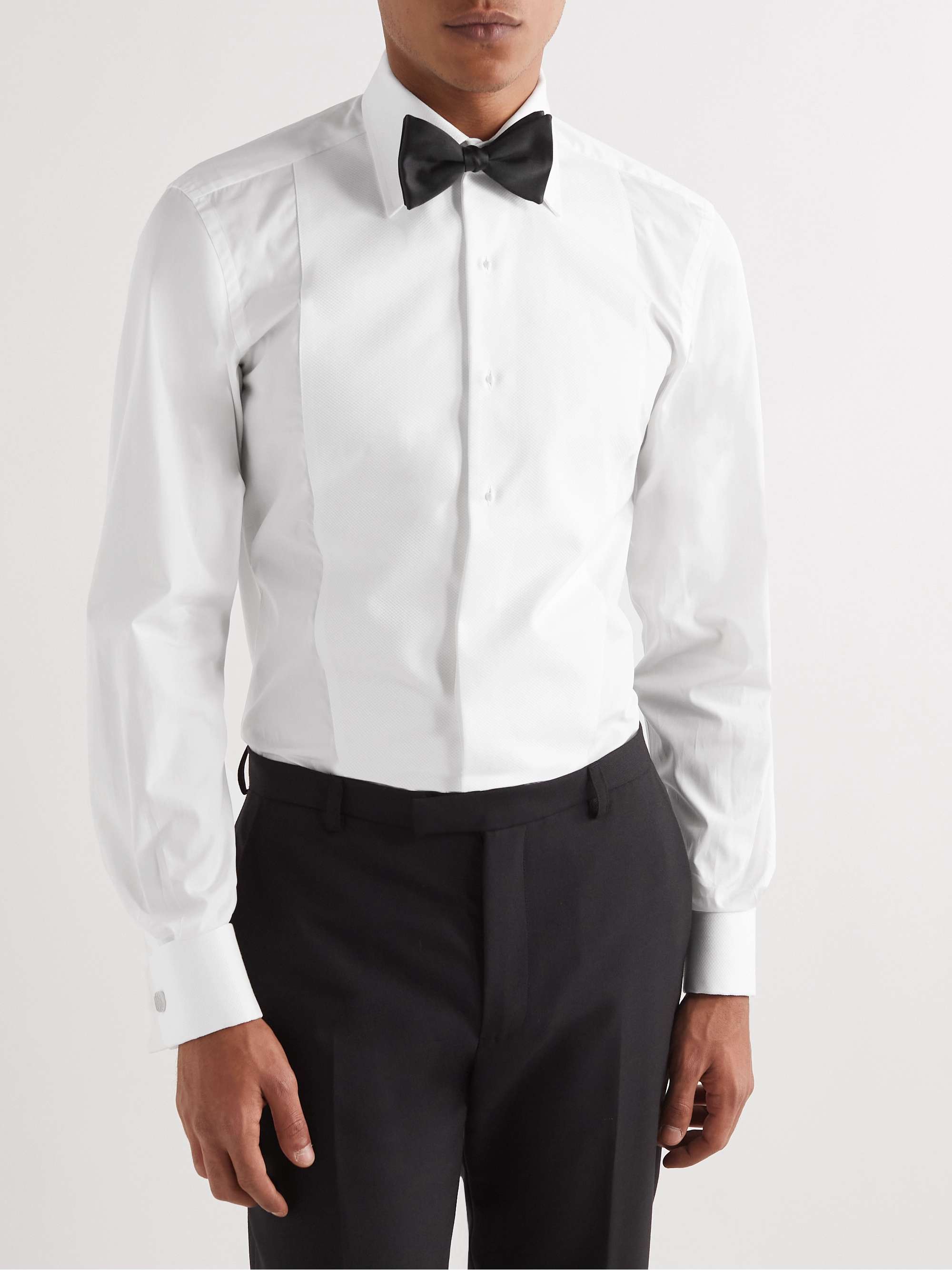 TOM FORD Double-Cuff Cotton-Piqué Tuxedo Shirt