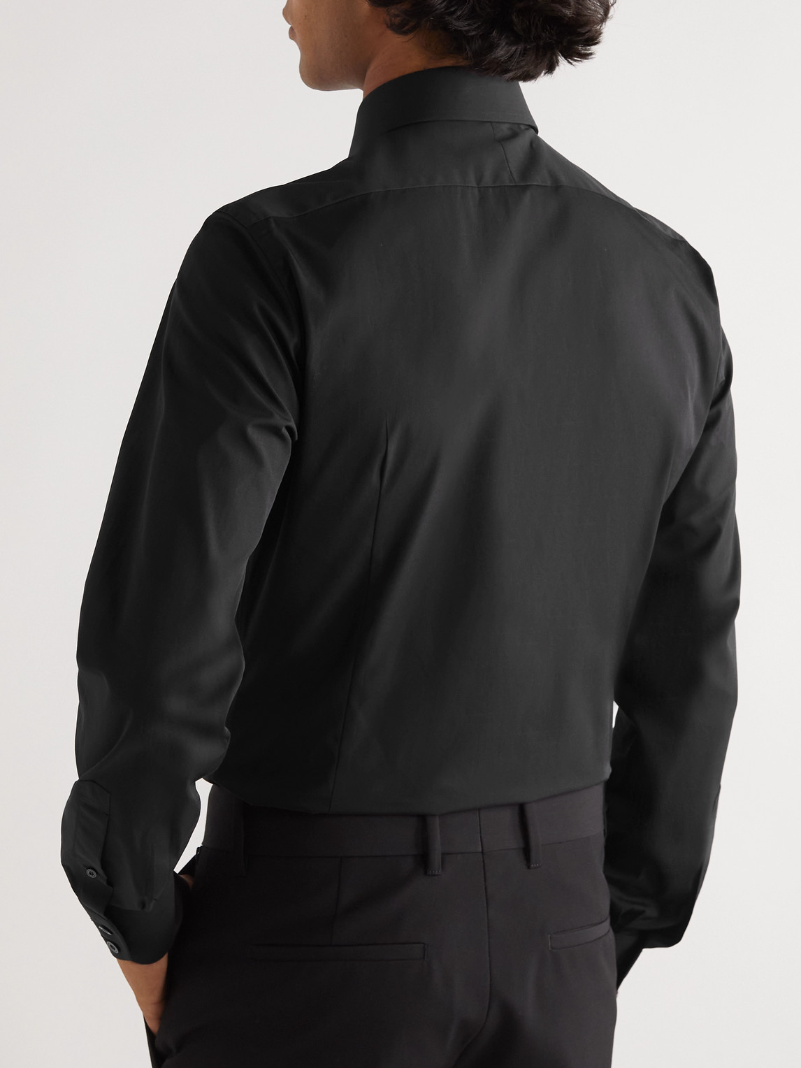Shop Tom Ford Slim-fit Cotton-poplin Shirt In Black
