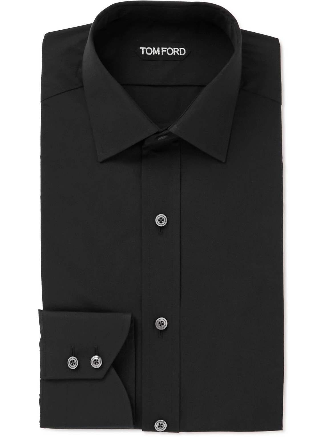 Tom Ford Men's Cotton-silk Slim Fit Dress Shirt In Black