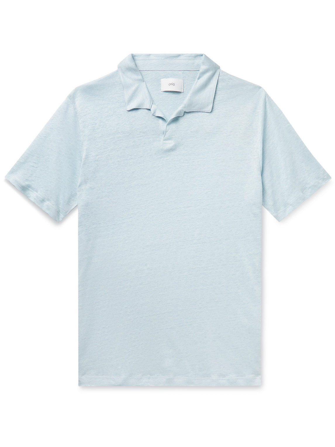 Onia Linen Polo Shirt In Blue