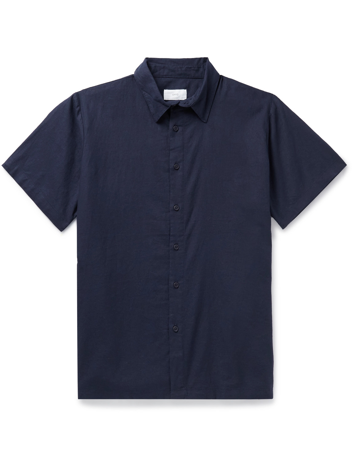 Onia Stretch Linen Short Sleeve Shirt In Deep Navy