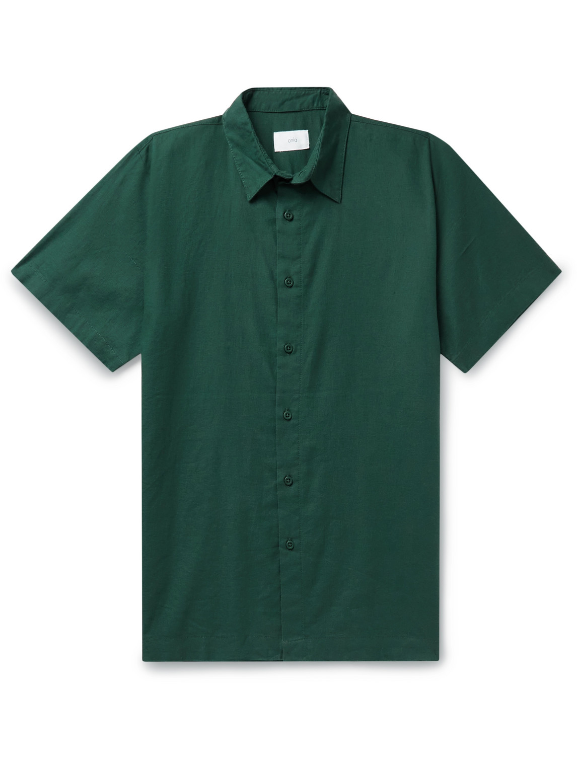 Onia Stretch Linen Short Sleeve Shirt Forest Green S In Green